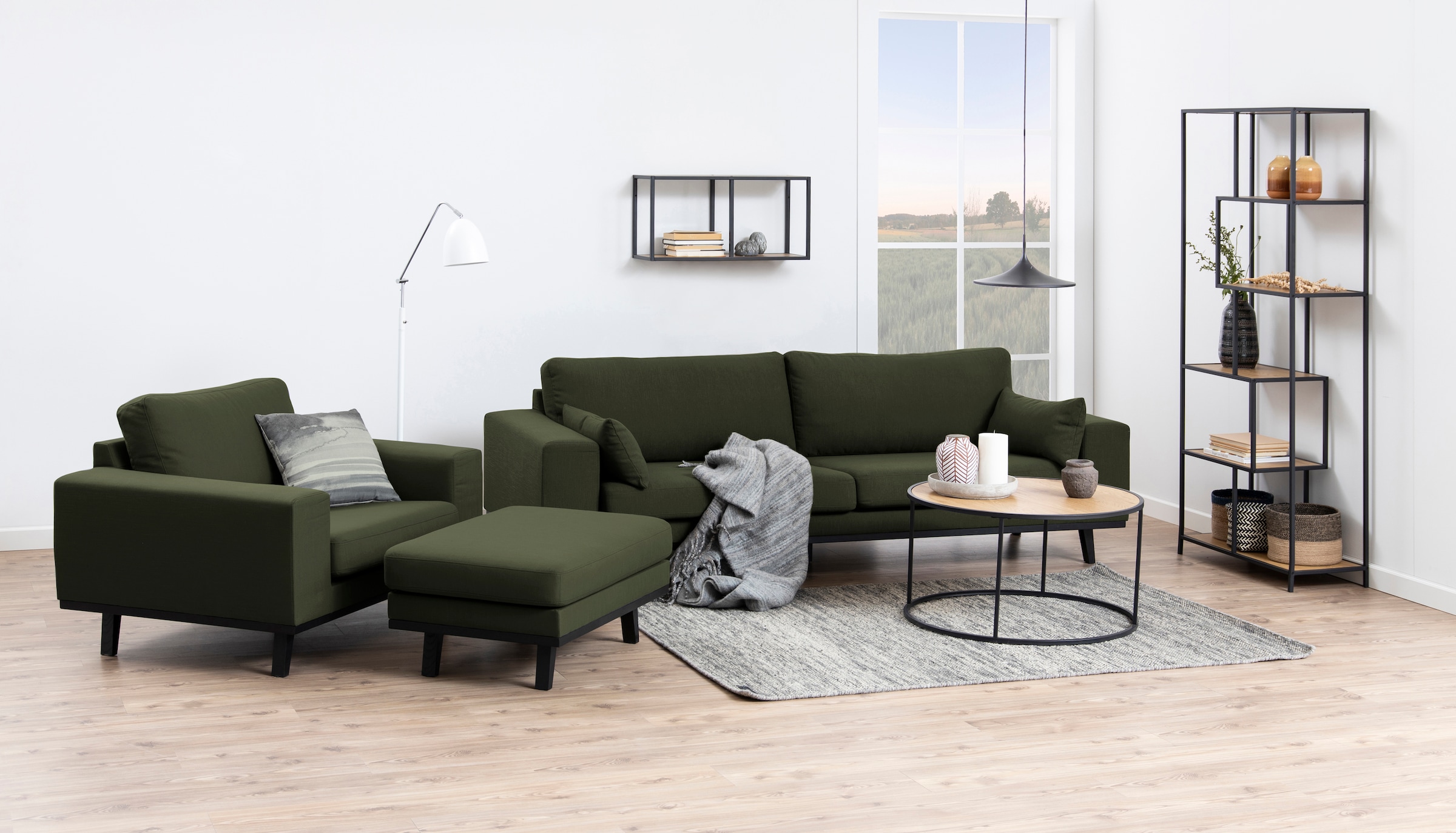 ACTONA GROUP Couchtisch, mit Tischplatte in Naturoptik und schmalem Metallfuß, rund, T: 80 cm