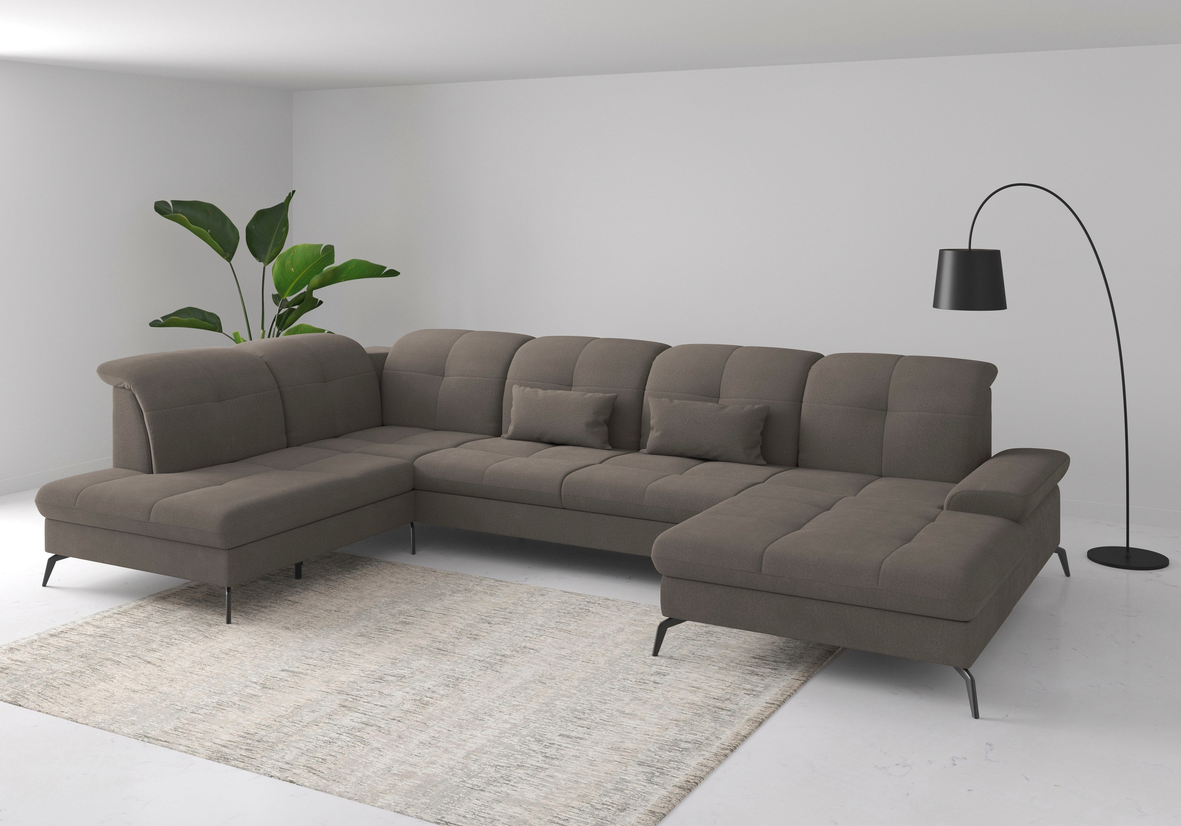 sit&more Wohnlandschaft "Amica, U-Form, inkl. Sitztiefenverstellung und Armteilverstellung" wahlweise mit Kopfteilverstellung, Schlaffunktion und Bettkasten