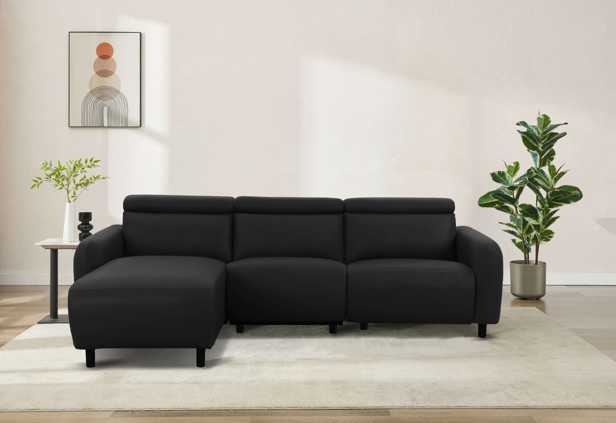 Home affaire Ecksofa »SKAANE Kunstleder, L-Form, 274 cm, manuelle u. elektrische Funktion,«, Kopfteilverstellung, Relax-und Liegefunktion, Federkernpolsterung
