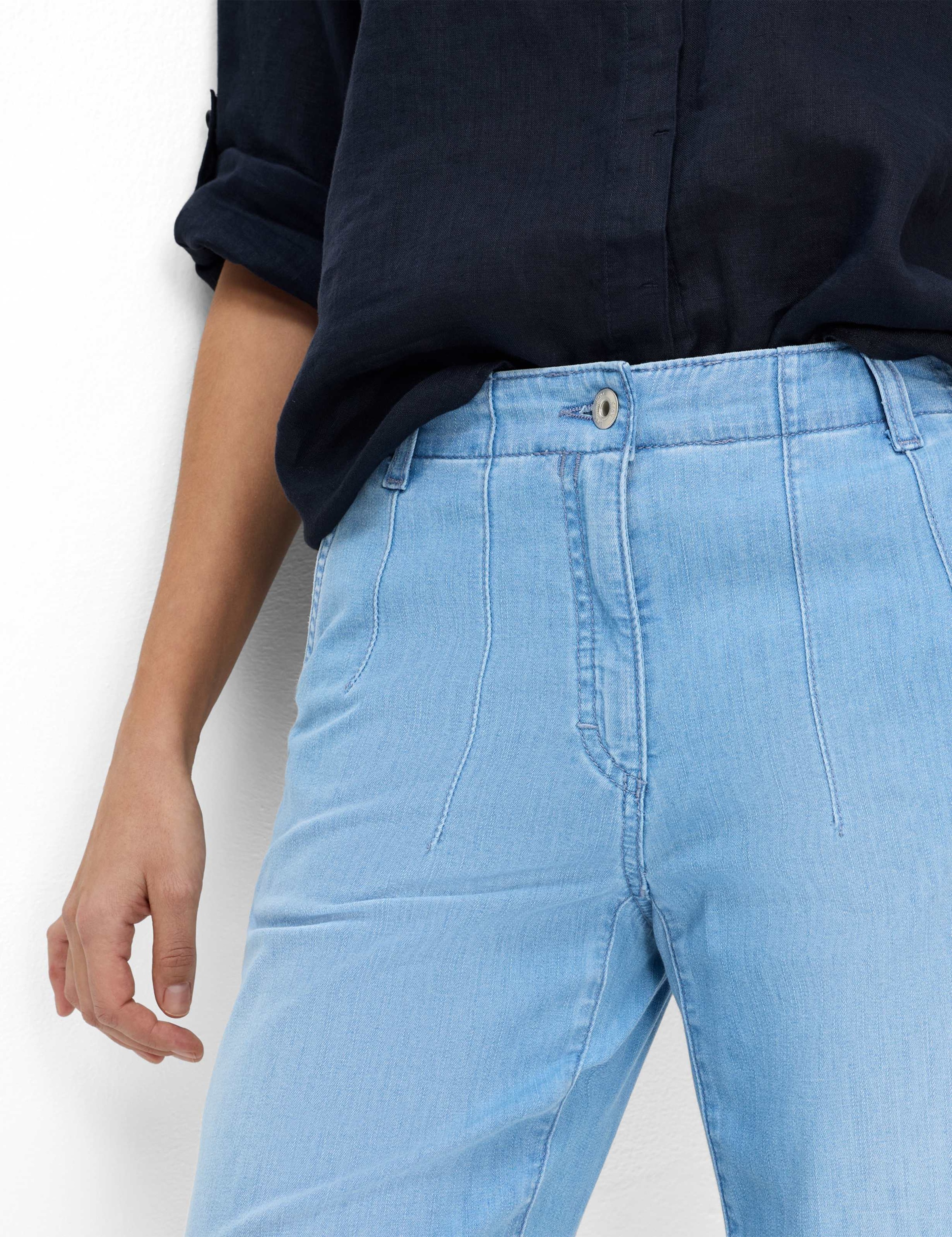 5-Pocket-Jeans BRAX "Style MAINE S", Damen, Gr. 36, Normalgrößen, hellblau, Denim/Jeans, 75% Baumwolle, 17% Polyester, 5% Elastomultiester, 3% Elasthan, Jeans 5-Pocket-Jeans 6