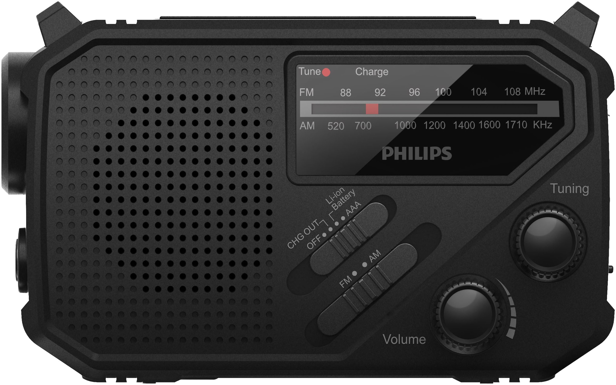 Philips Notfallradio »TAR1609/00« ( AM-Tuner | FM-Tuner 1 W) Kurbelradio, LED-Leuchte, lauter SOS-Alarm + Blinkleuchte,USB-C, USB-A