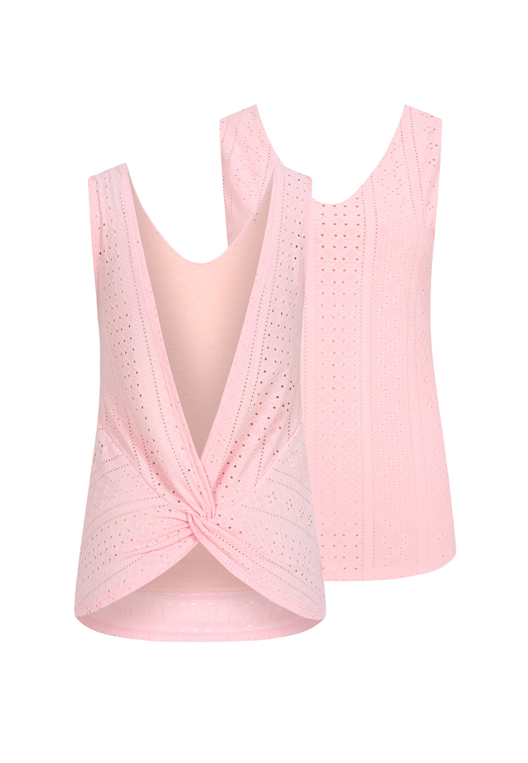 CLOUD 5IVE Klassische Bluse "CLOUD 5IVE Top mit Lochmuster und hinten offen in Wickeloptik"