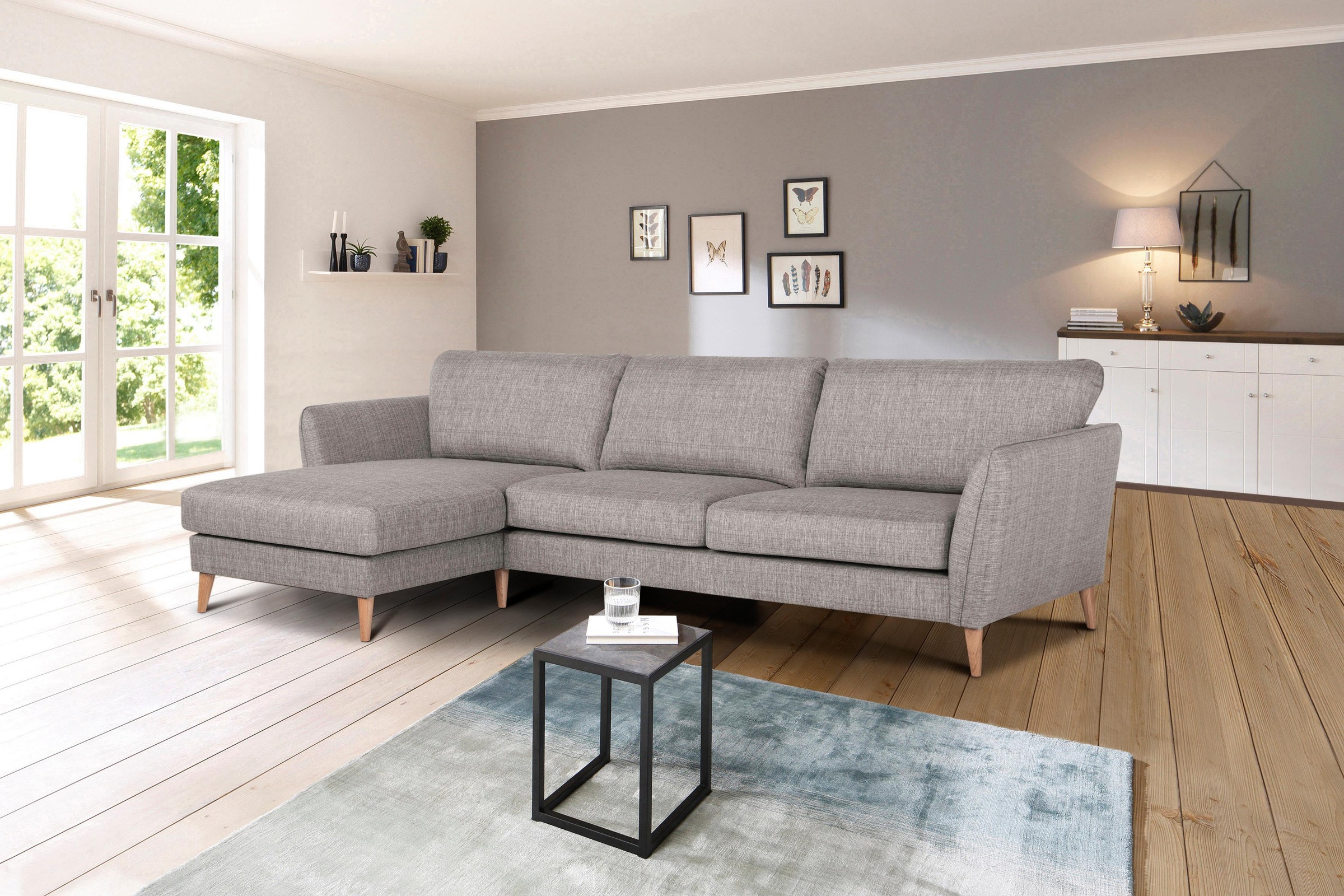 Home affaire Ecksofa »Meersburg, L-Form,«, mit Holzfüßen