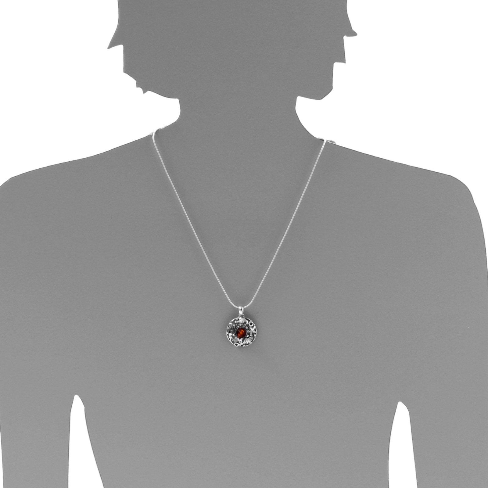 Kette mit Anhänger OSTSEE-SCHMUCK "Ostsee-Schmuck Kette mit Anhänger Fischland 34x24 mm" Gr. 45, silber, Halsketten, Damen, 45cm, Silber 925 (Sterlingsilber), L: 42 2