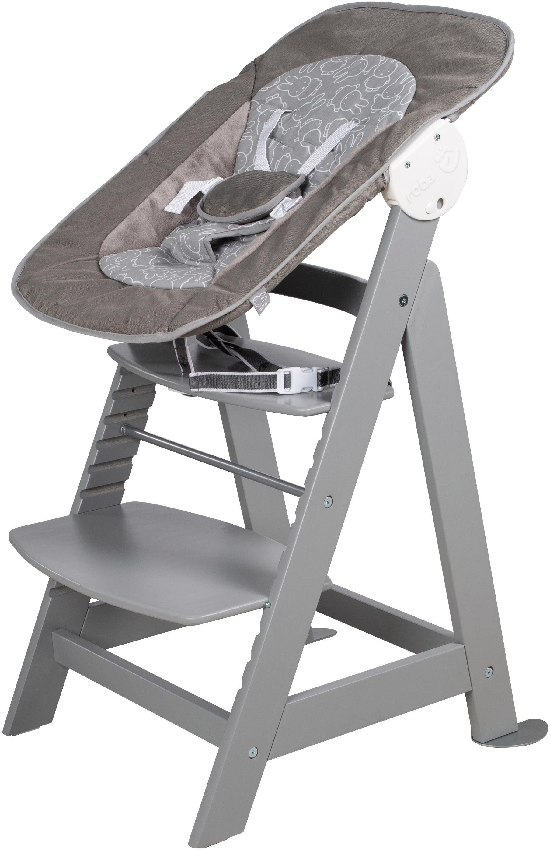 roba® Hochstuhl »Treppenhochstuhl 2-in-1 Set miffy®, Born Up«, mit Neugeborenen-Aufsatz