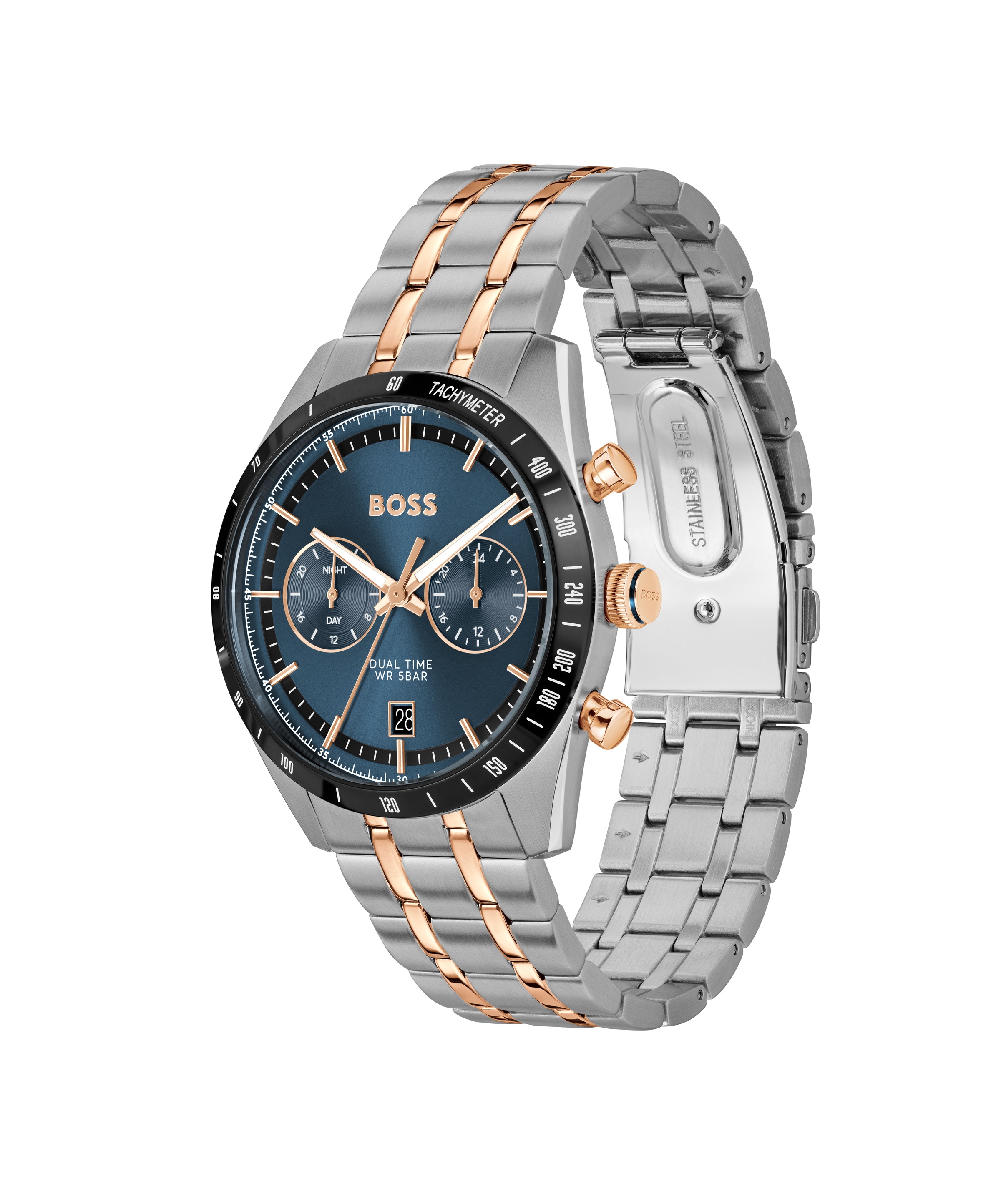 BOSS Multifunktionsuhr »TOURMASTER« Quarzuhr, Armbanduhr, Herrenuhr, Edelstahlarmband, analog, Tag