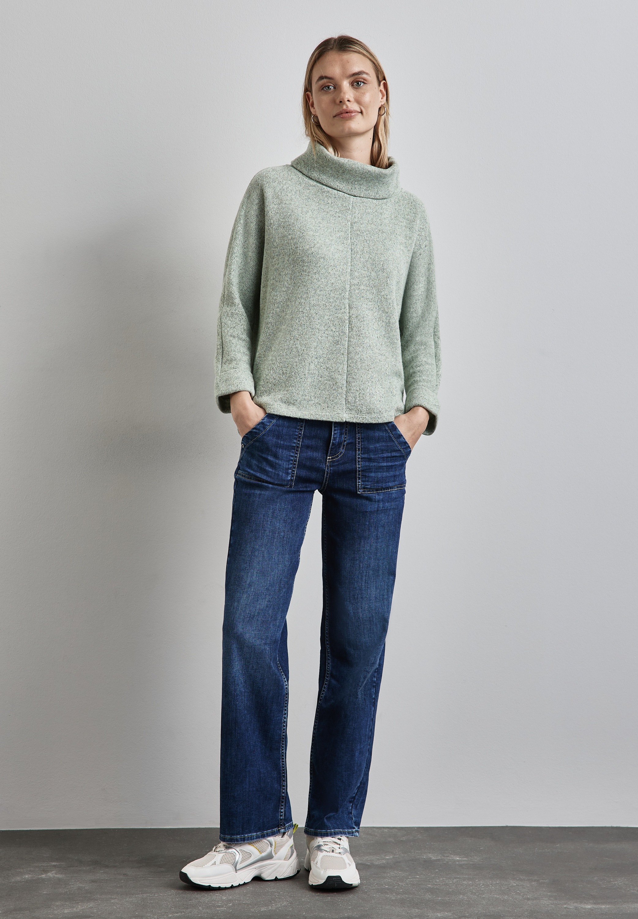 STREET ONE Langarmshirt, im angenehmen Materialmix