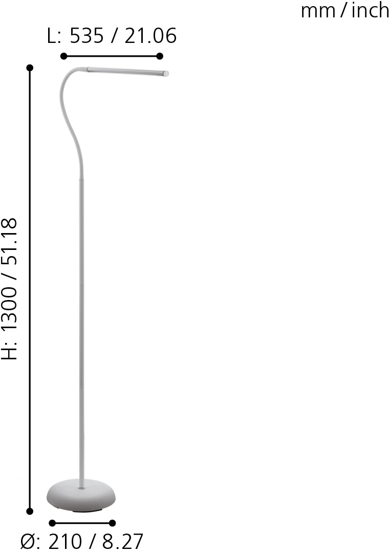 EGLO Stehlampe »LAROA«, 1 flammig, Leuchtmittel LED-Board | LED fest integriert, Standlampe, Touch, dimmbar, Stehleuchte, Standleuchte, LED Bürolampe
