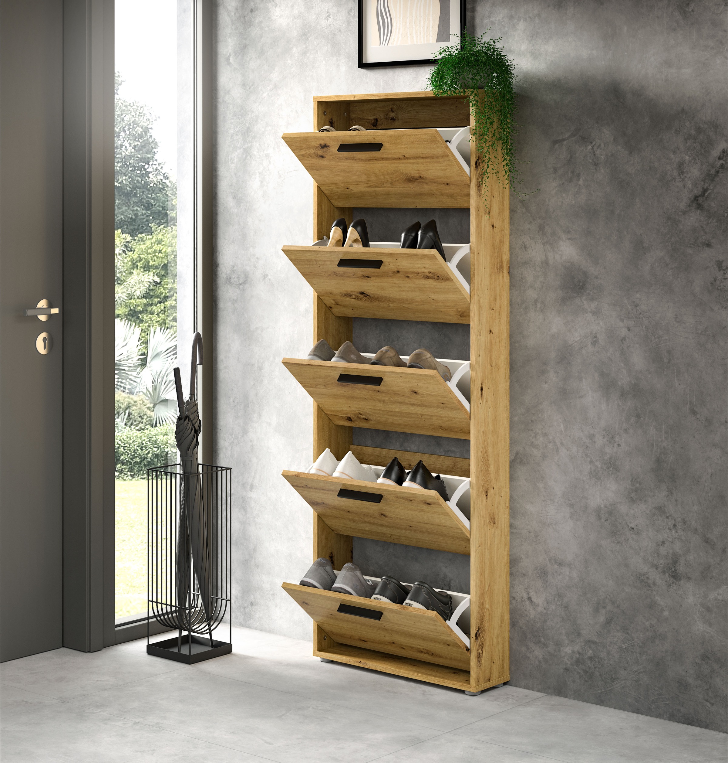 HBZ Schuhkommode »Sam Schuhkipper, Schuhschrank BxHxT 59x169x17 cm«, (1 St.), mit 5 Klappen