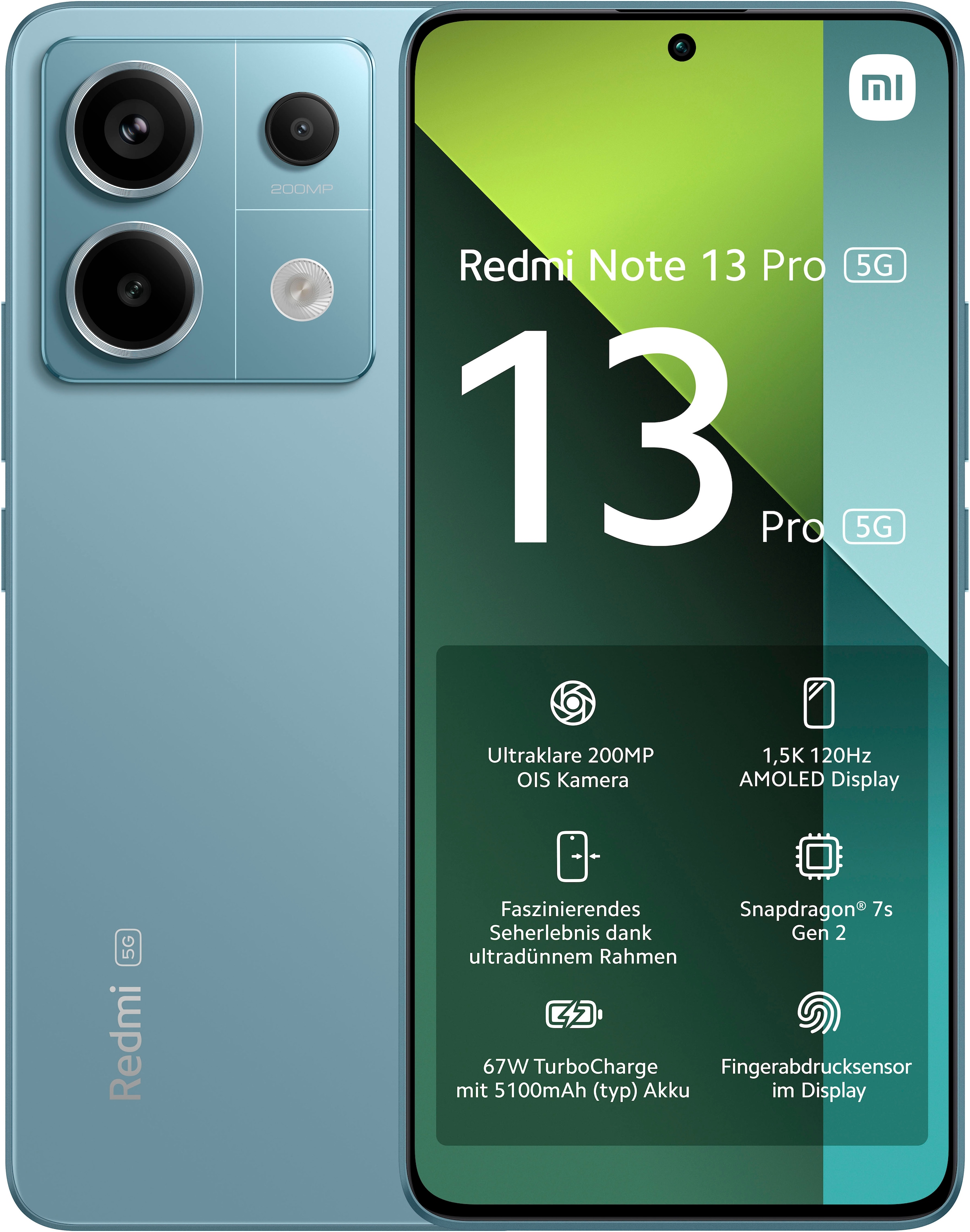 Smartphone »Redmi Note 13 Pro 5G 256Gb«, Ocean Teal, 16,94 cm/6,67 Zoll, 256 GB...