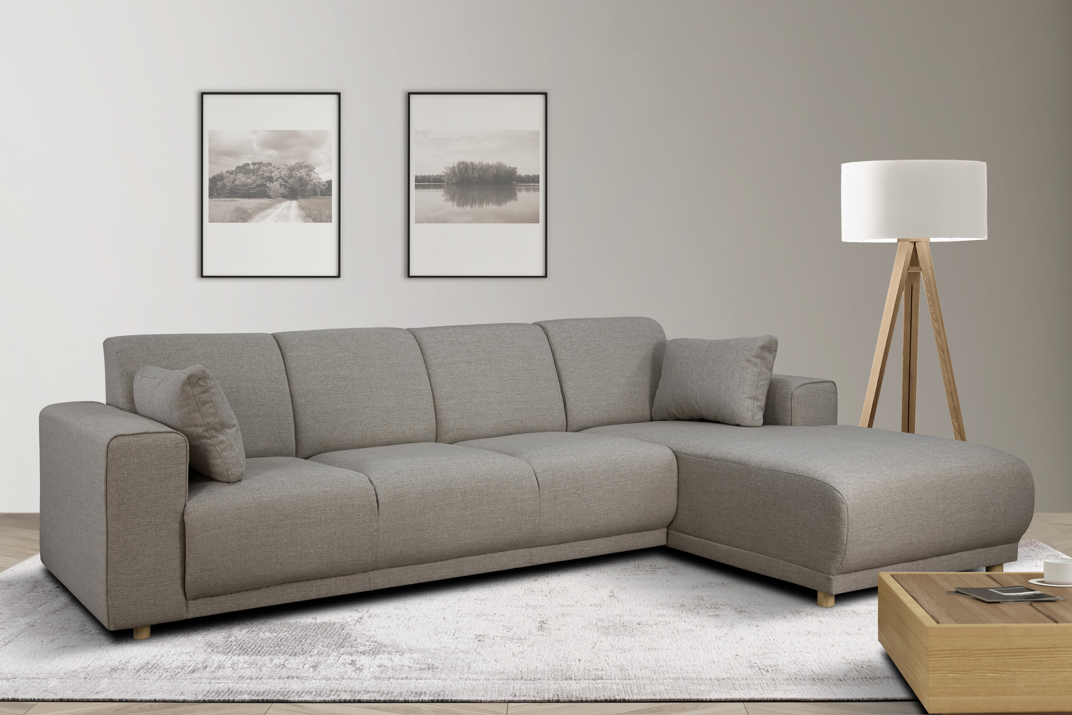 OTTO home Ecksofa "LEMPS wahlweise Recamiere links oder rechts L-Form" incl. Zierkissen, Stellmaße 297x162 cm