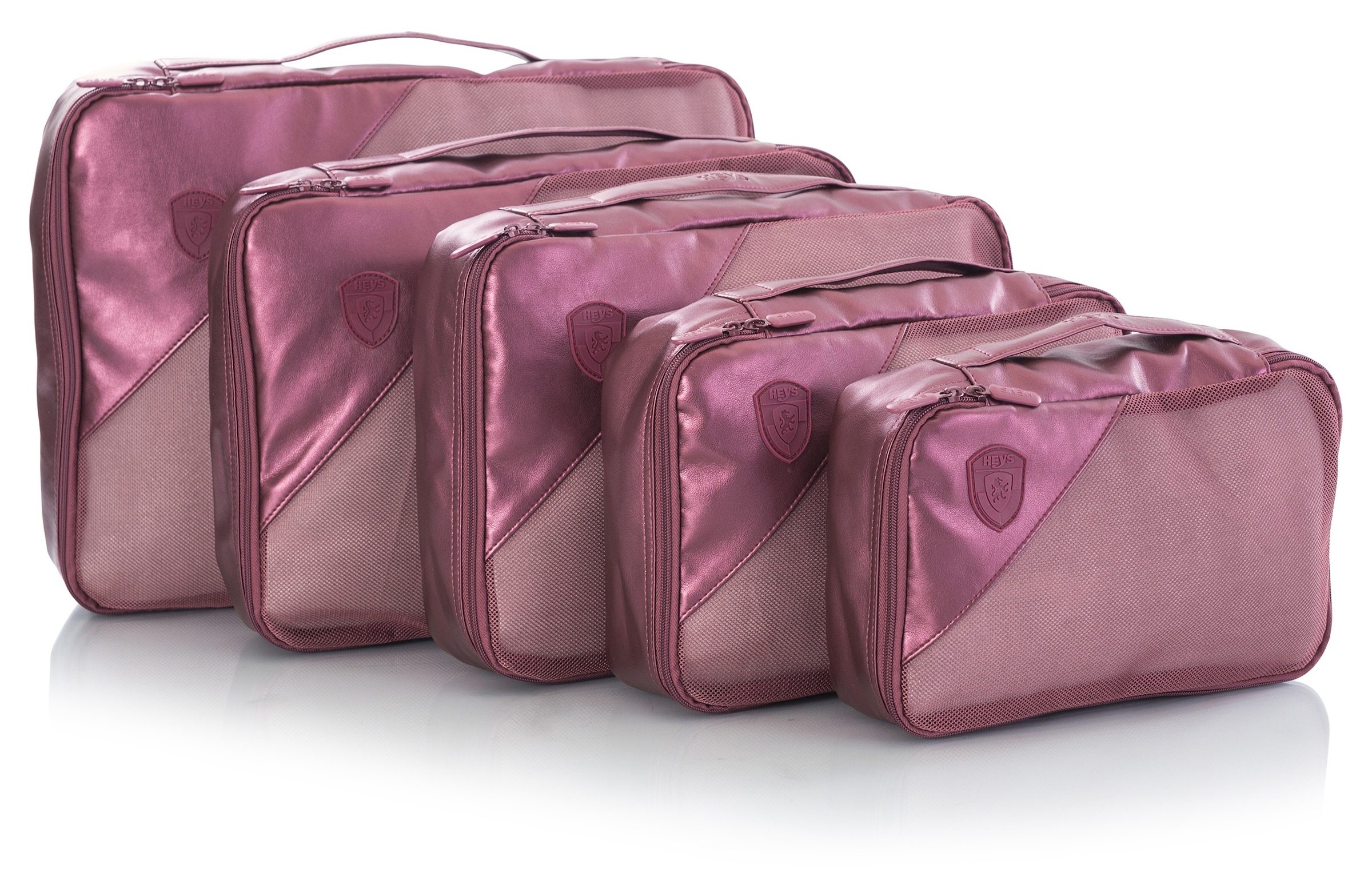 Heys Kofferorganizer "Metallic-Packing Cube", (Set, 5 tlg., Packtaschenset), Reiseorganizer Koffer-Packhilfe organisiert