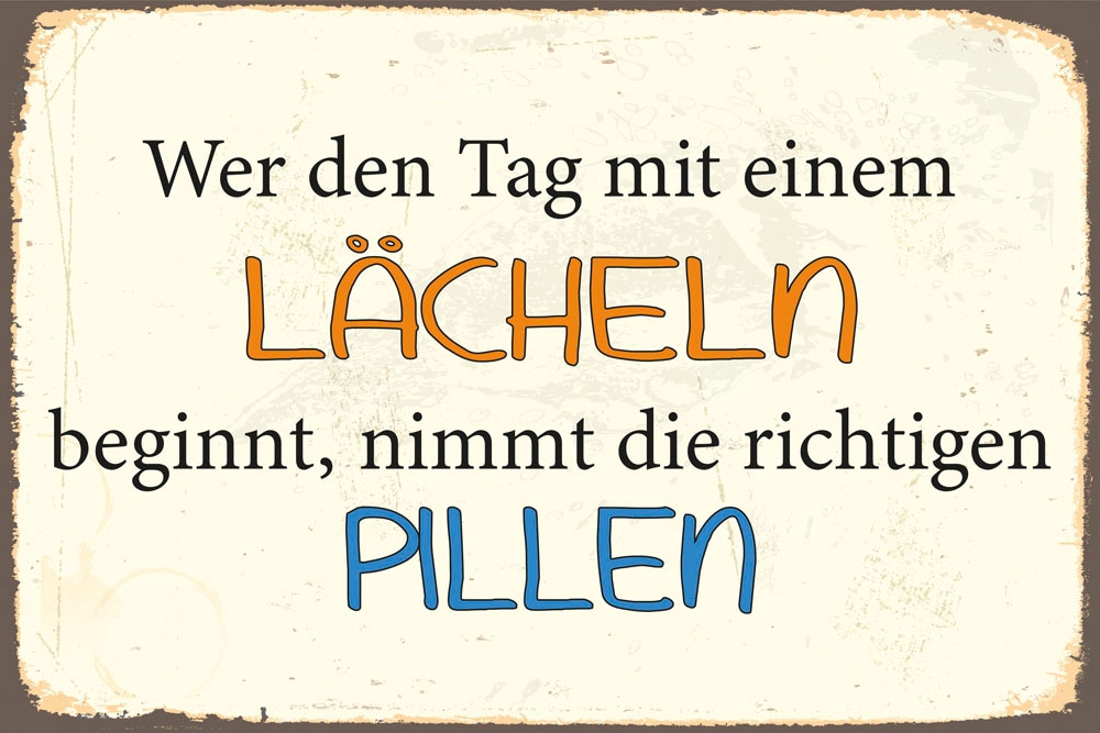 queence Metallbild "Lächeln", Sprüche-Schriftzug-Sprüche-Sprüche & Texte-Mo günstig online kaufen