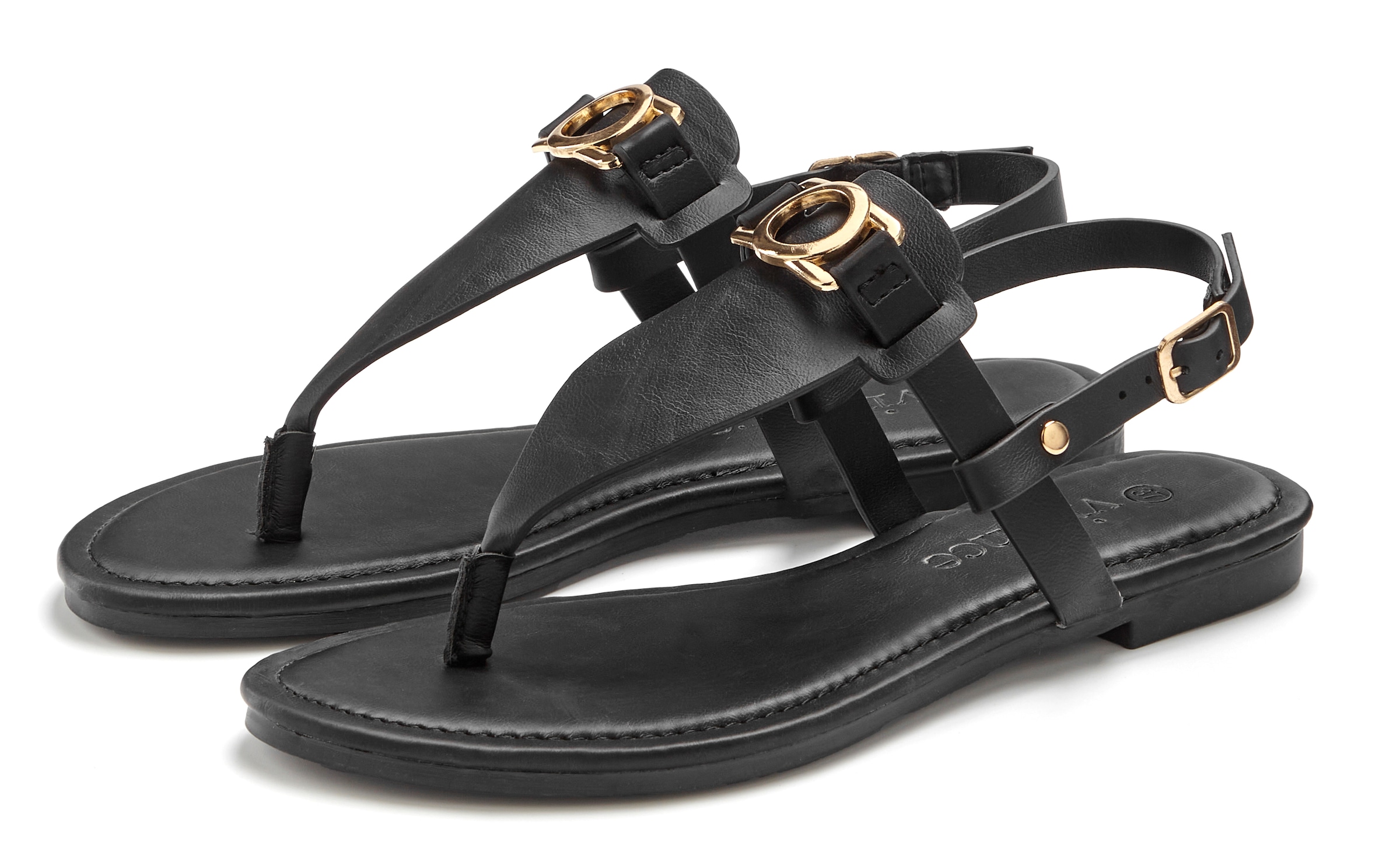 Vivance Zehentrenner "Sandale, Sommerschuh, Pantolette," NEU mit Schmuckelement & weicher Innensohle VEGAN