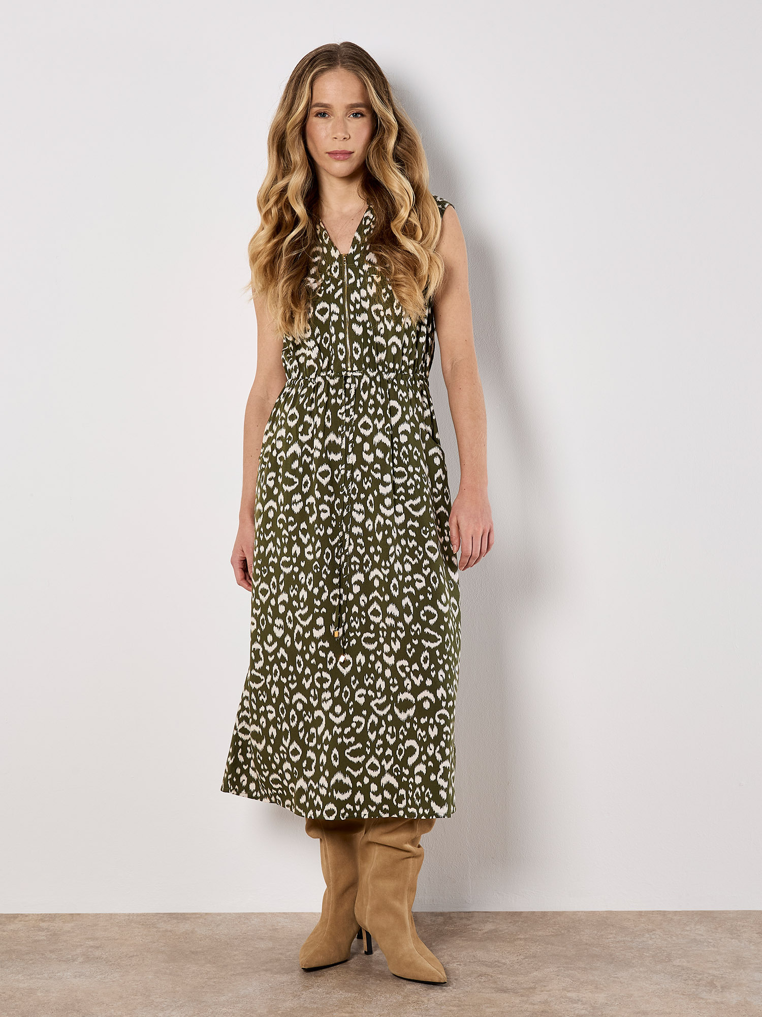 Apricot Druckkleid "Midikleid" mit Kordel, 2 tlg. mit Animal-Print