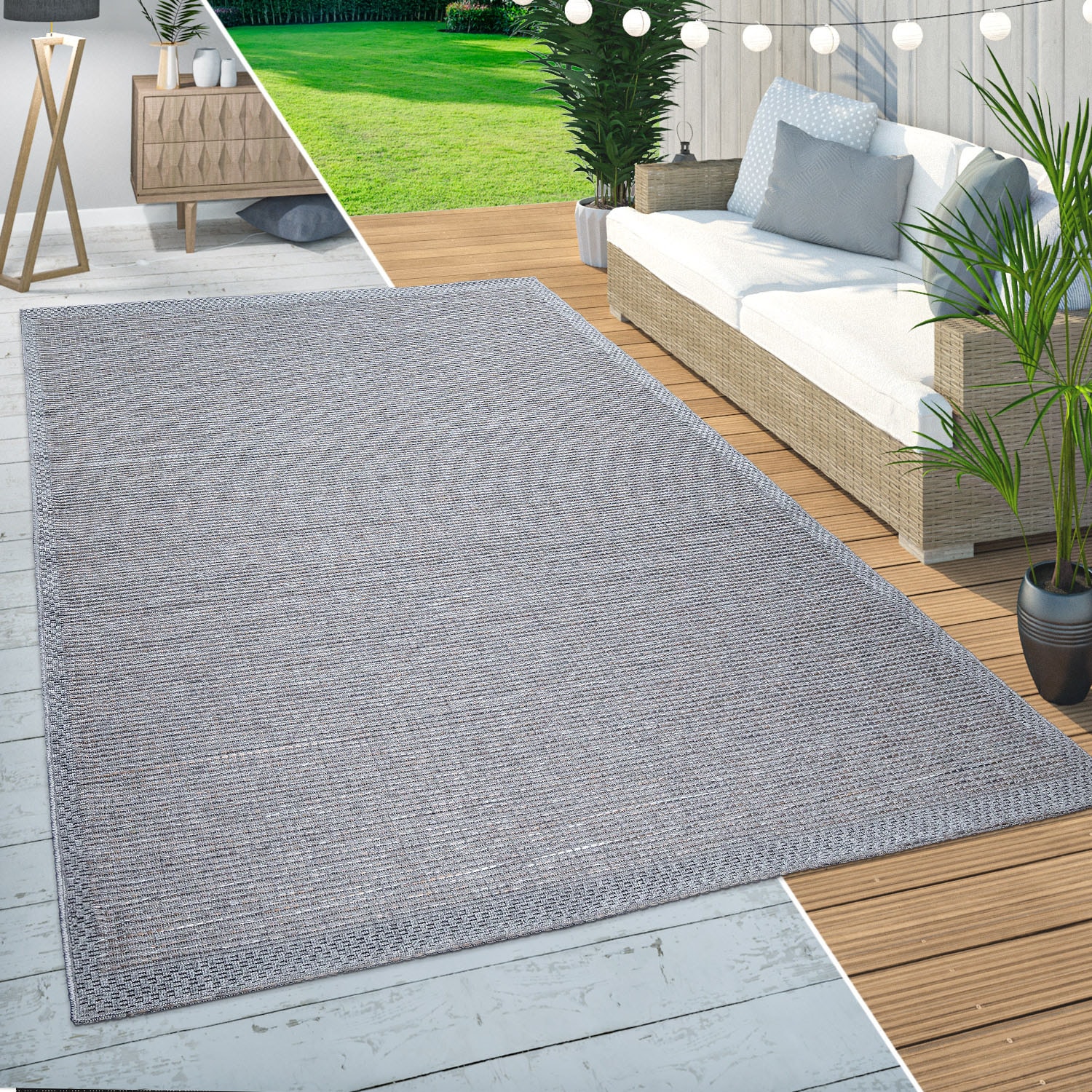 Paco Home Teppich und Outdoor | BAUR rund, geeignet, In- »Quebec meliert, Wohnzimmer 135«, kaufen Flachgewebe