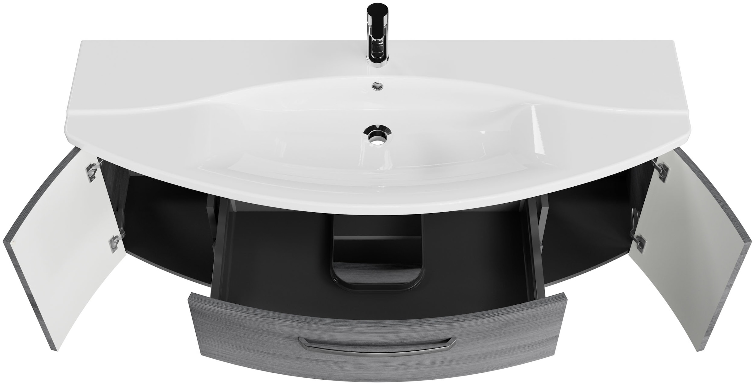 Saphir Waschtisch »Serie 4010 Keramik-Waschtisch mit Unterschrank, 144 cm breit«, Waschplatz mit 2 Türen, 2 Schubladen, Badmöbel-Set mit Waschtisch