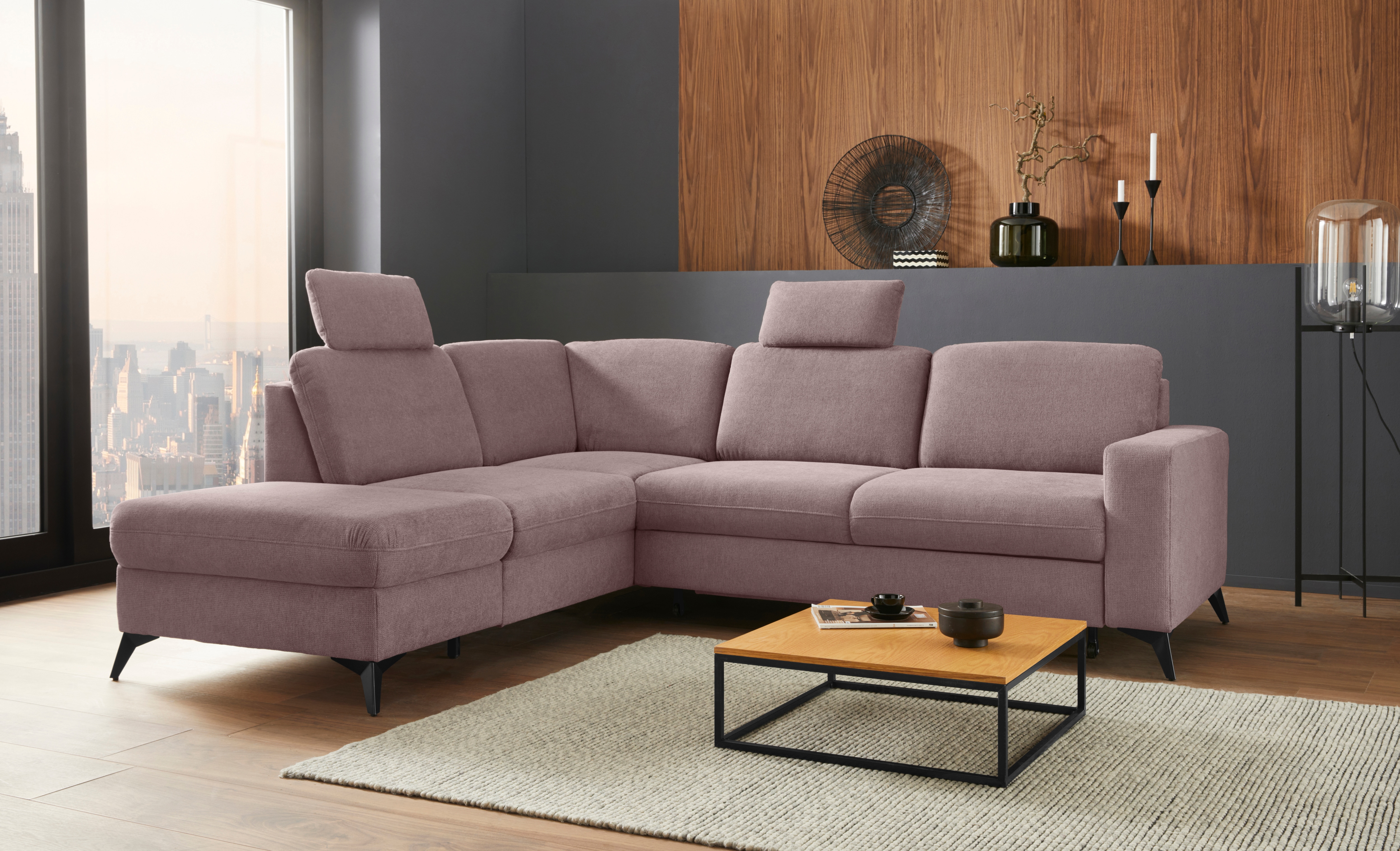 Home affaire Ecksofa "Lolland L-Form" Wahlweise mit Schlaffunktion und Stauraum, auch mit abwischbarem Bezug