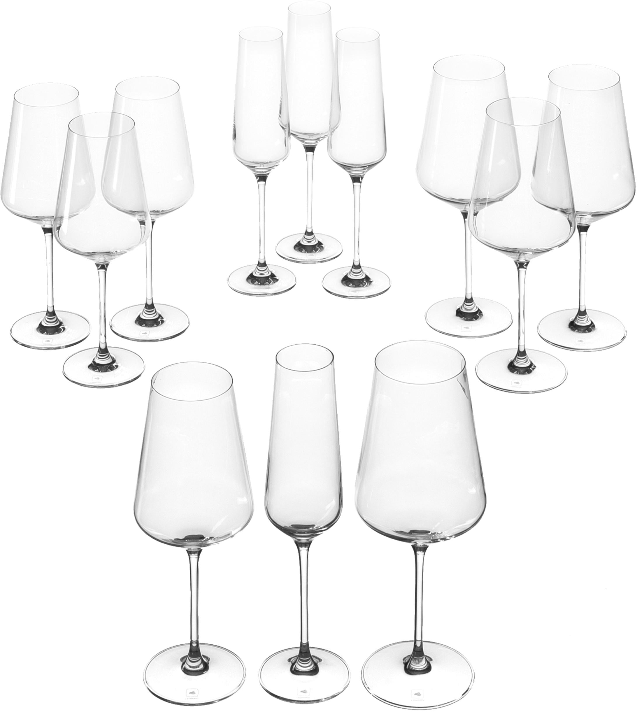 LEONARDO Gläser-Set »Puccini«, (Set, 12 tlg., 4 Sektgläser, 4 Rotweingläser, 4 Weißweingläser), Teqton-Qualität, 12-teilig