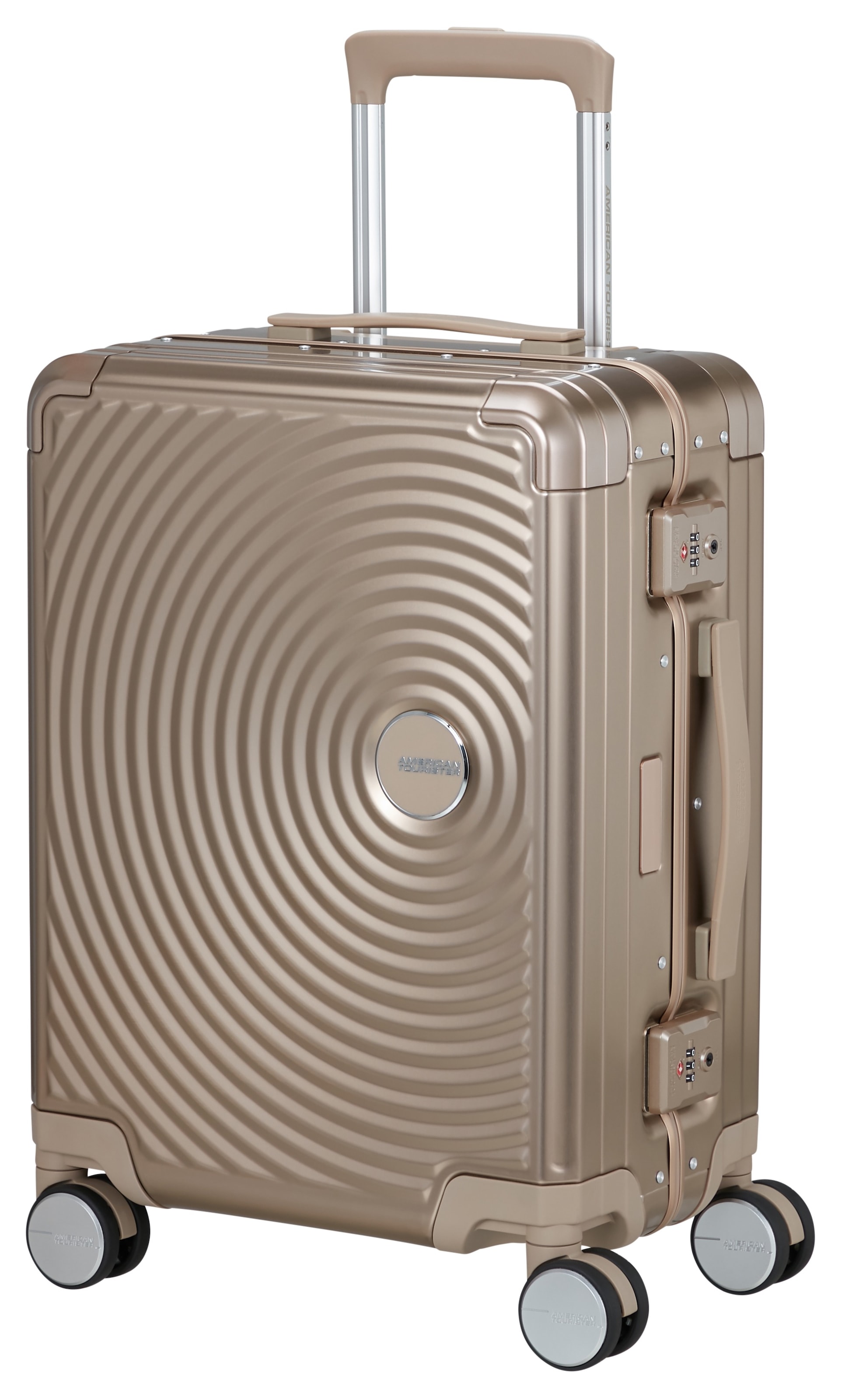 American Tourister® Hartschalen-Trolley »SOUNDBOX ALU, verschiedene Größen und Farben«, 4 Rollen, Hartschalen-Koffer zwei TSA-Schlösser Aluminium-Koffer