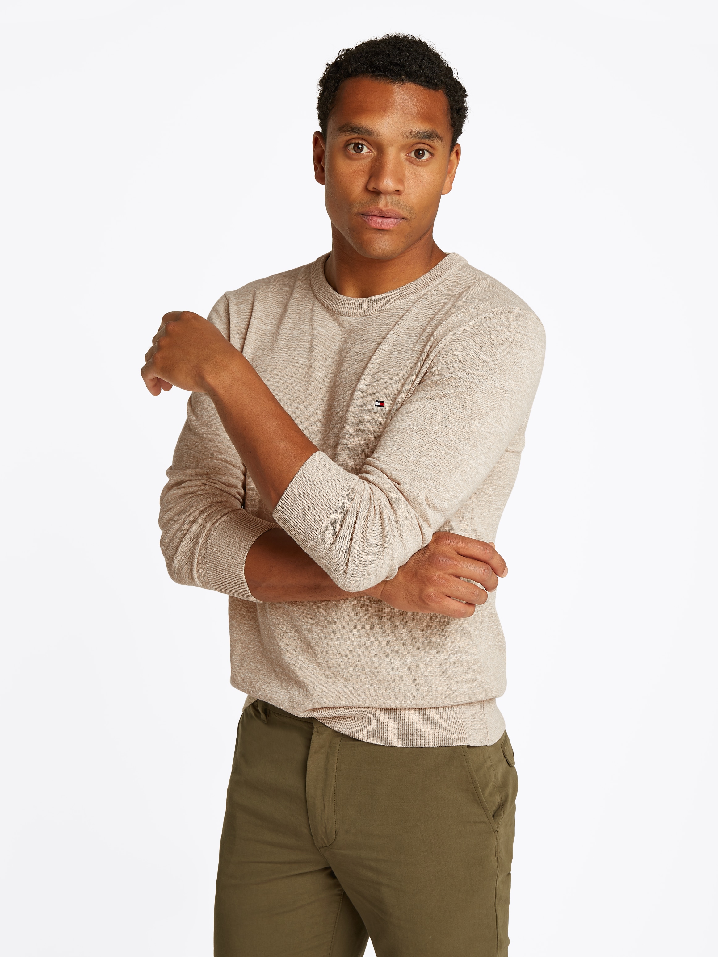 Tommy Hilfiger Rundhalspullover "COTTON LINEN CREW NECK" günstig online kaufen