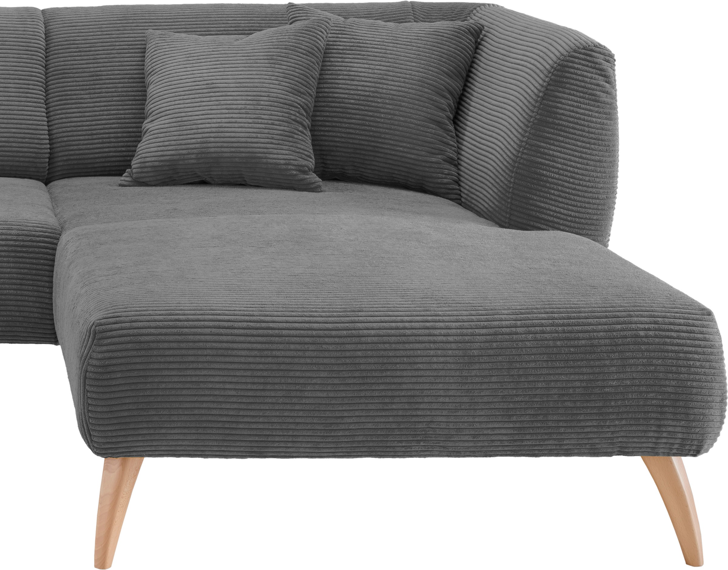 INOSIGN Ecksofa »Colori L-Form«, Holzfußfarbe wählbar, inkl. 4x Zierkissen