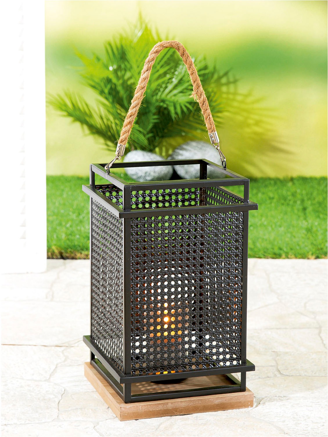 Casablanca by Gilde Windlicht "Kerzenhalter Metall Geflecht" 1-flammig, aus Metall und Glas, Höhe ca. 40 cm