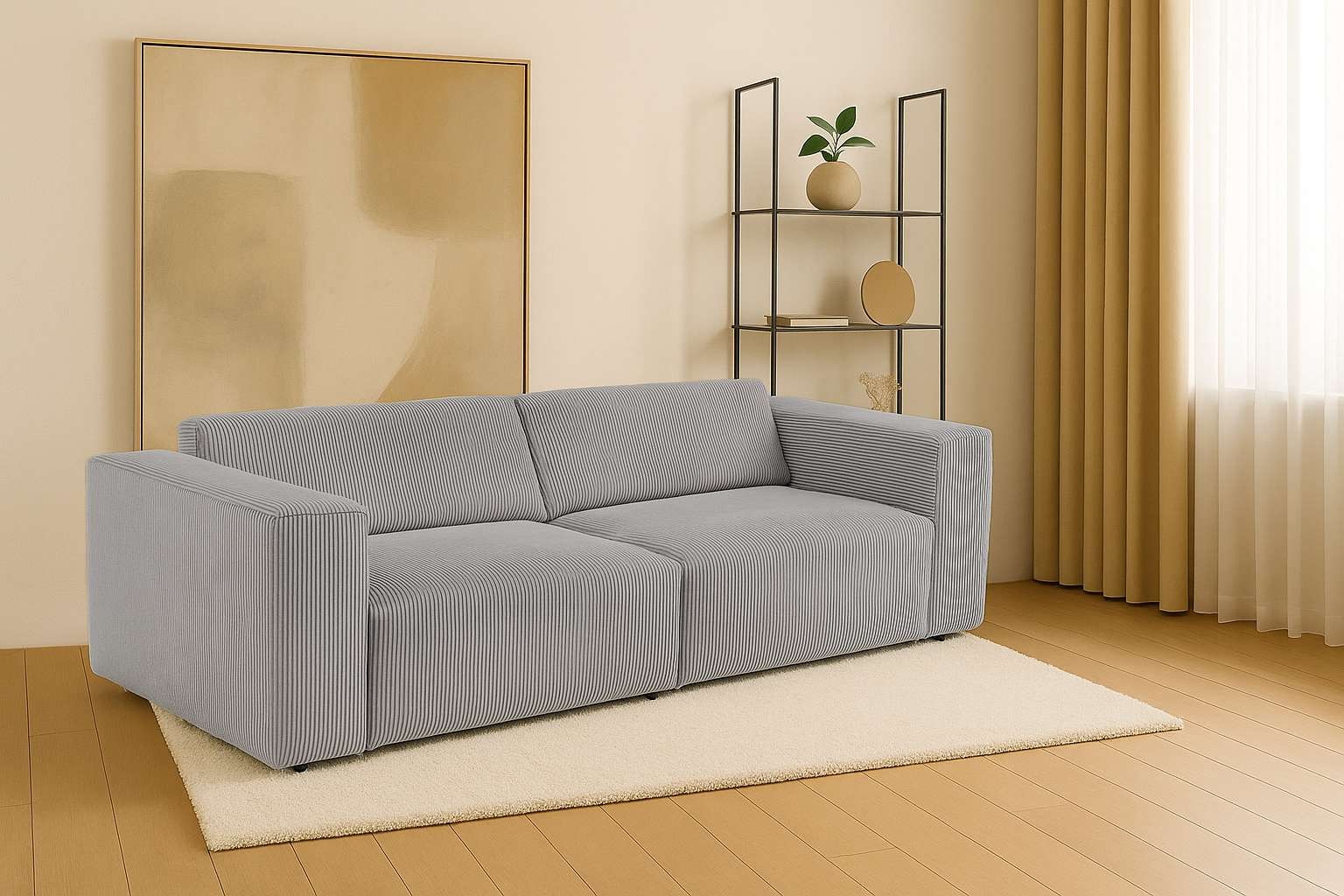 andas 3-Sitzer "Noord mit Kedernaht, Breite 232 cm", Cord, Struktur, Websto günstig online kaufen