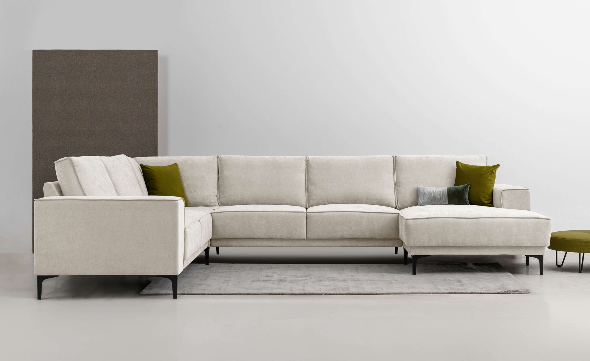 OTTO home Wohnlandschaft "OLAND Struktur fein U-Form, XXL, B: 342 cm, Skandi-Design" Skandi-Design in Struktur, Flachgewebe, Luxus-Microfaser, Boucle