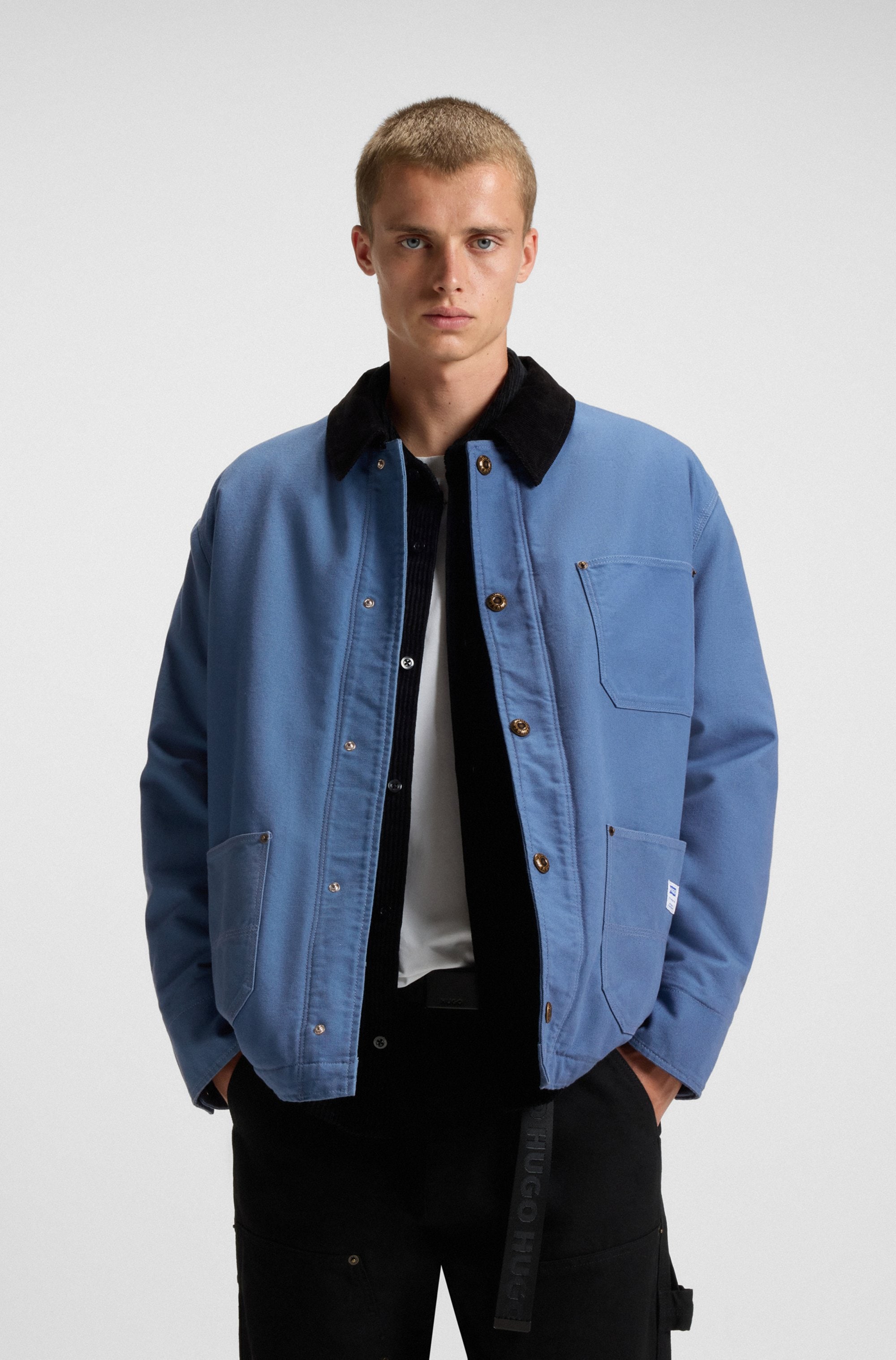 HUGO Blue Hemdjacke "Brams", Cordkragen, Oversized Fit, leicht wattiert günstig online kaufen