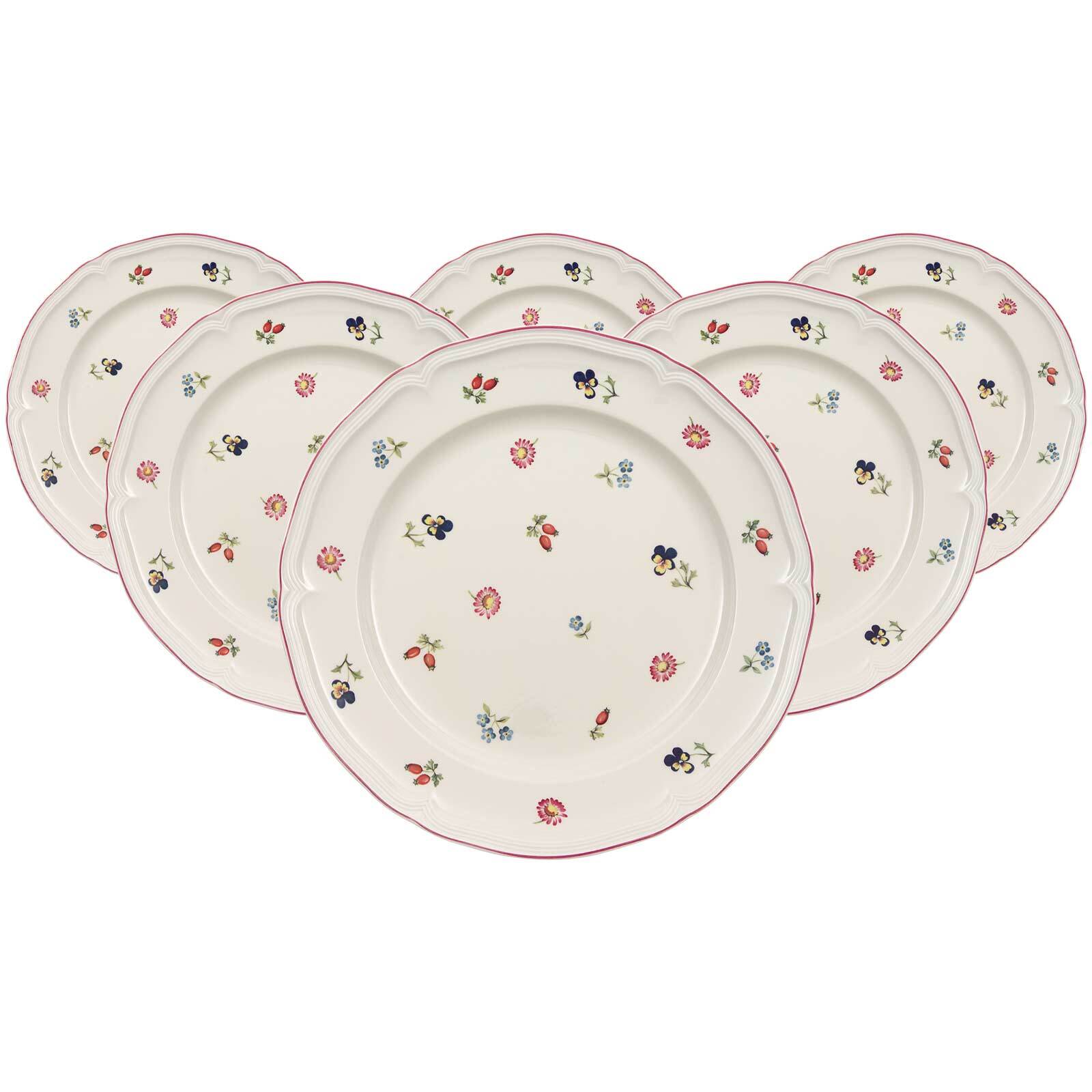 Villeroy & Boch Speiseteller "Speiseteller Petite Fleur ø 26,7 cm 6er Set weiß" Spülmaschinengeeignet, Mikrowellengeeignet