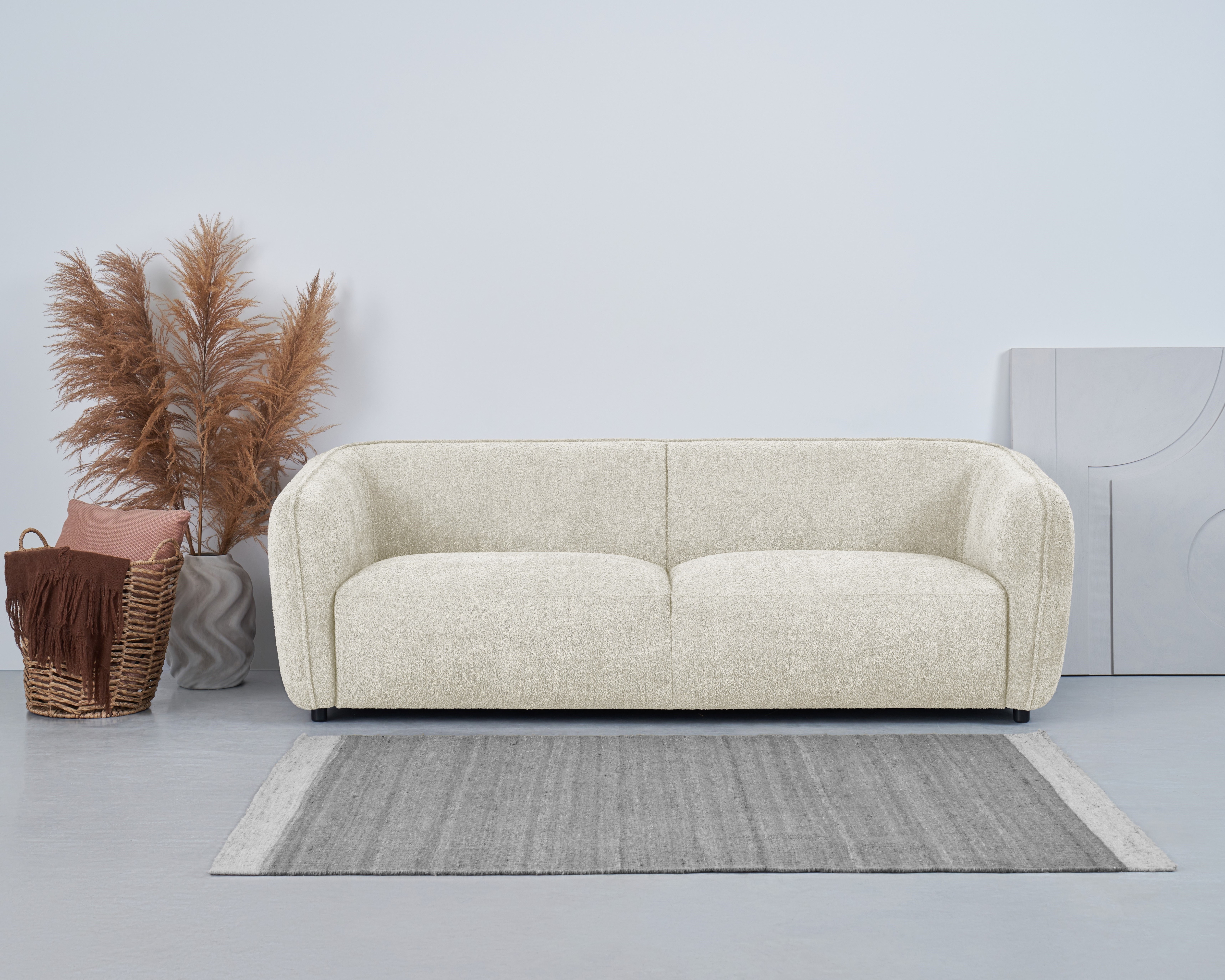 OTTO home 3-Sitzer "OSTRUP, Naturtöne, Boucle oder Chenille" Breite 221 cm, organische Form mit sanften Rundungen