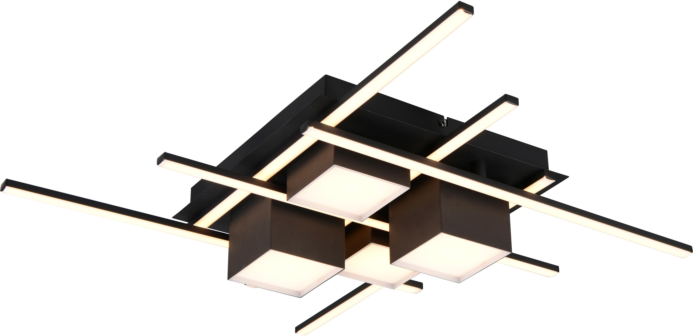 TRIO LEUCHTEN LED Deckenleuchte "ROGER, 35W LED 4050 Lm Lichtfarbe einstellbar 2700-6500K Fernbedienung", 1, H: 11,5cm, 1 Stk.schwarz matt,