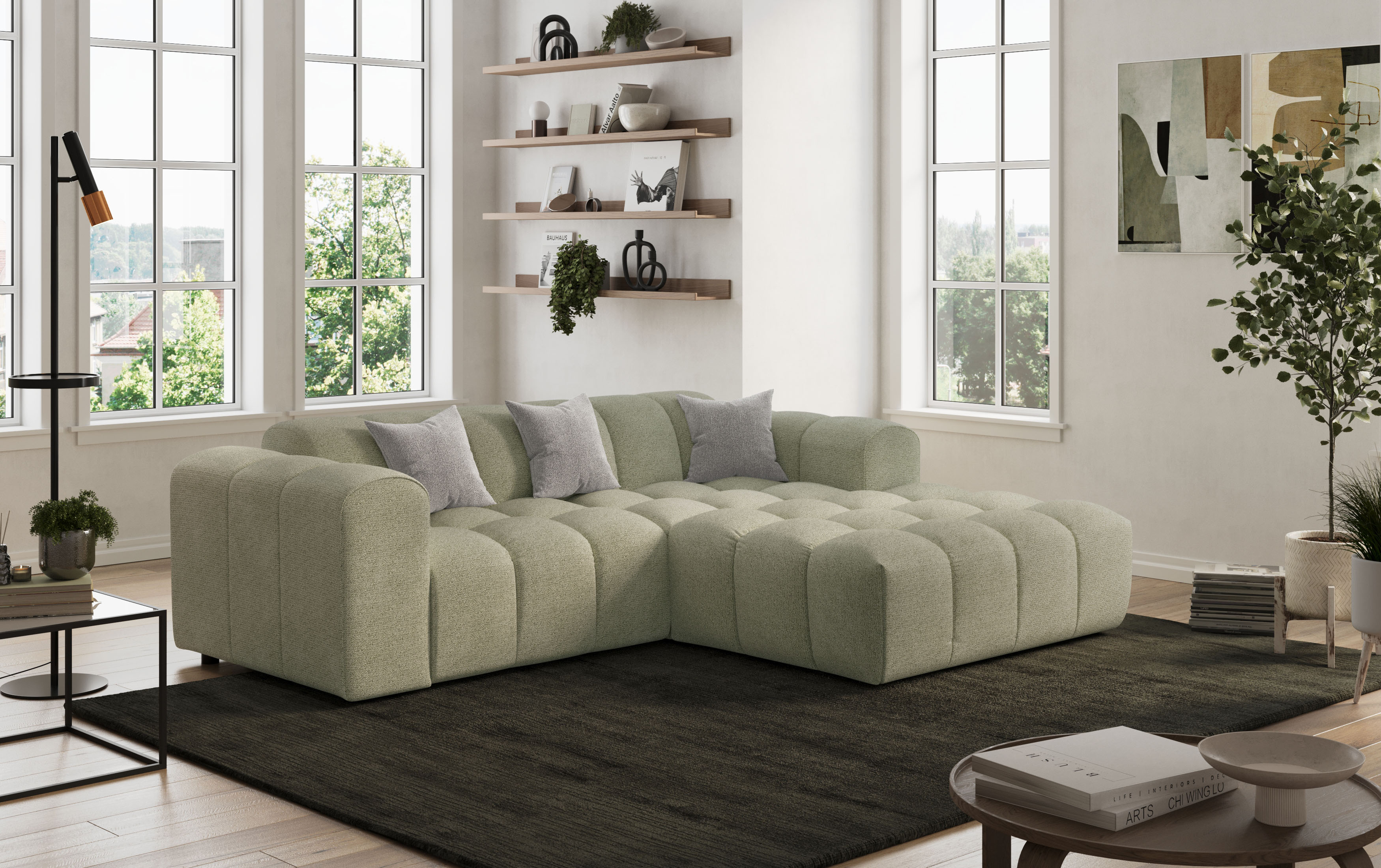 COTTA Ecksofa "Rocco L-Form, B: 248 cm, modernes Bubble-Sofa, großzügiger Sitzkomfort" Wohnlandschaft-Charakter, frei stellbar, modernes Design