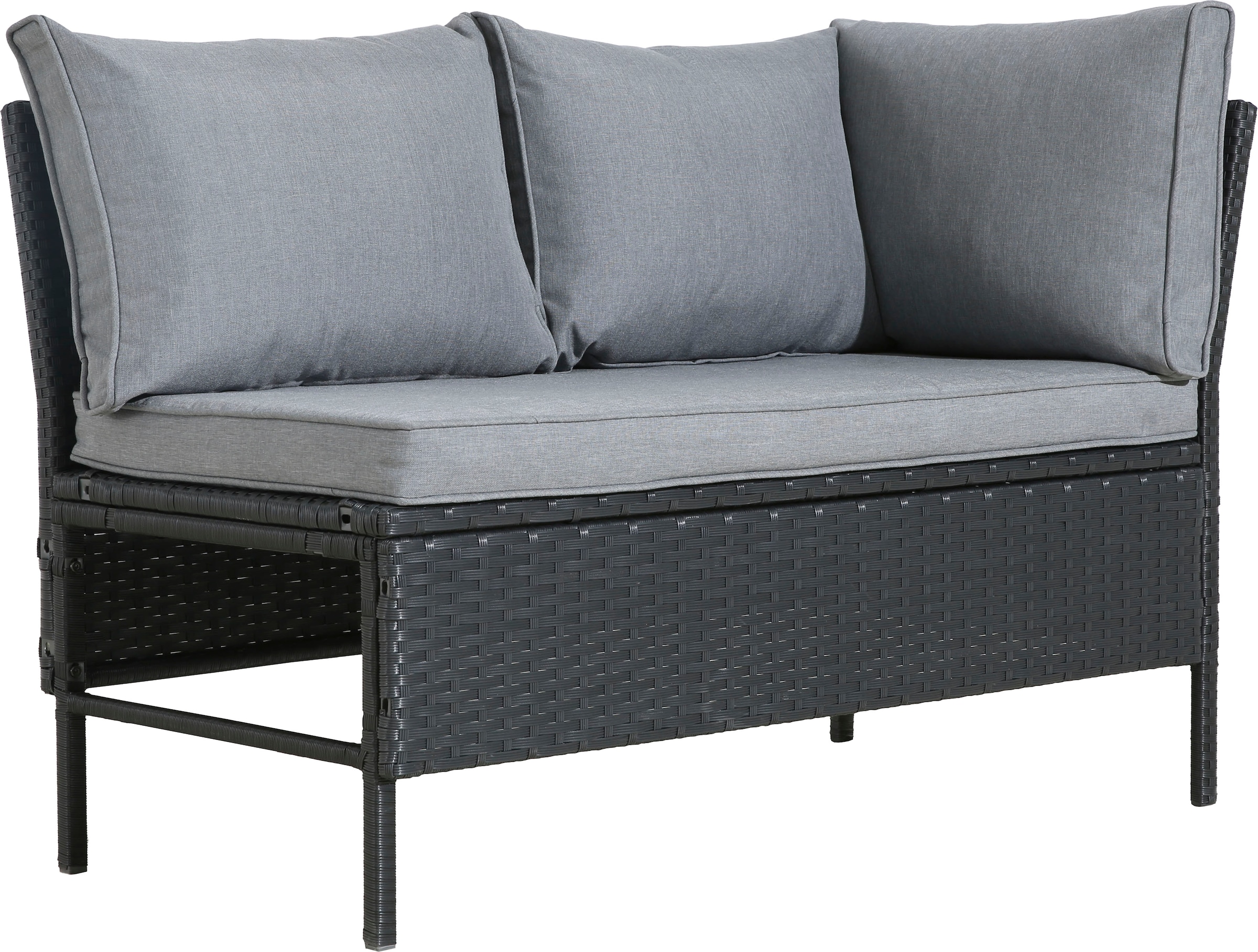 KONIFERA Gartenlounge-Set »»Manhattan««, (Set, 18 tlg., Ecklounge, Tisch 66x120x74 cm, 2 Hocker, inkl. Auflagen), Stahl/Polyrattan