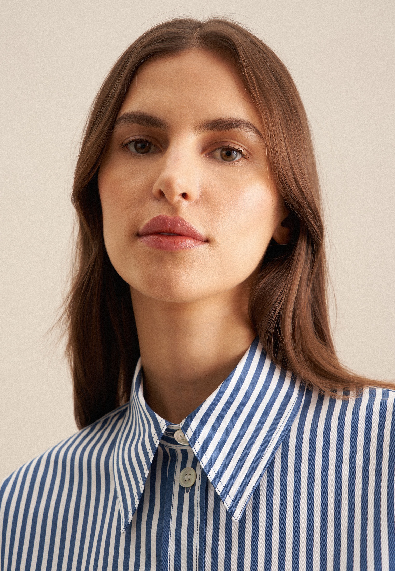 Thumbnail - seidensticker Longbluse "Schwarze Rose" Langarm Kragen Streifen