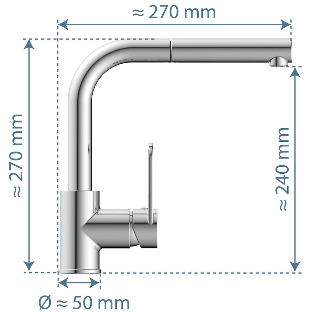 Schütte Spültischarmatur »Design«, mit Geschirrbrause, ausziehbar, schwenkbar, Hochdruck