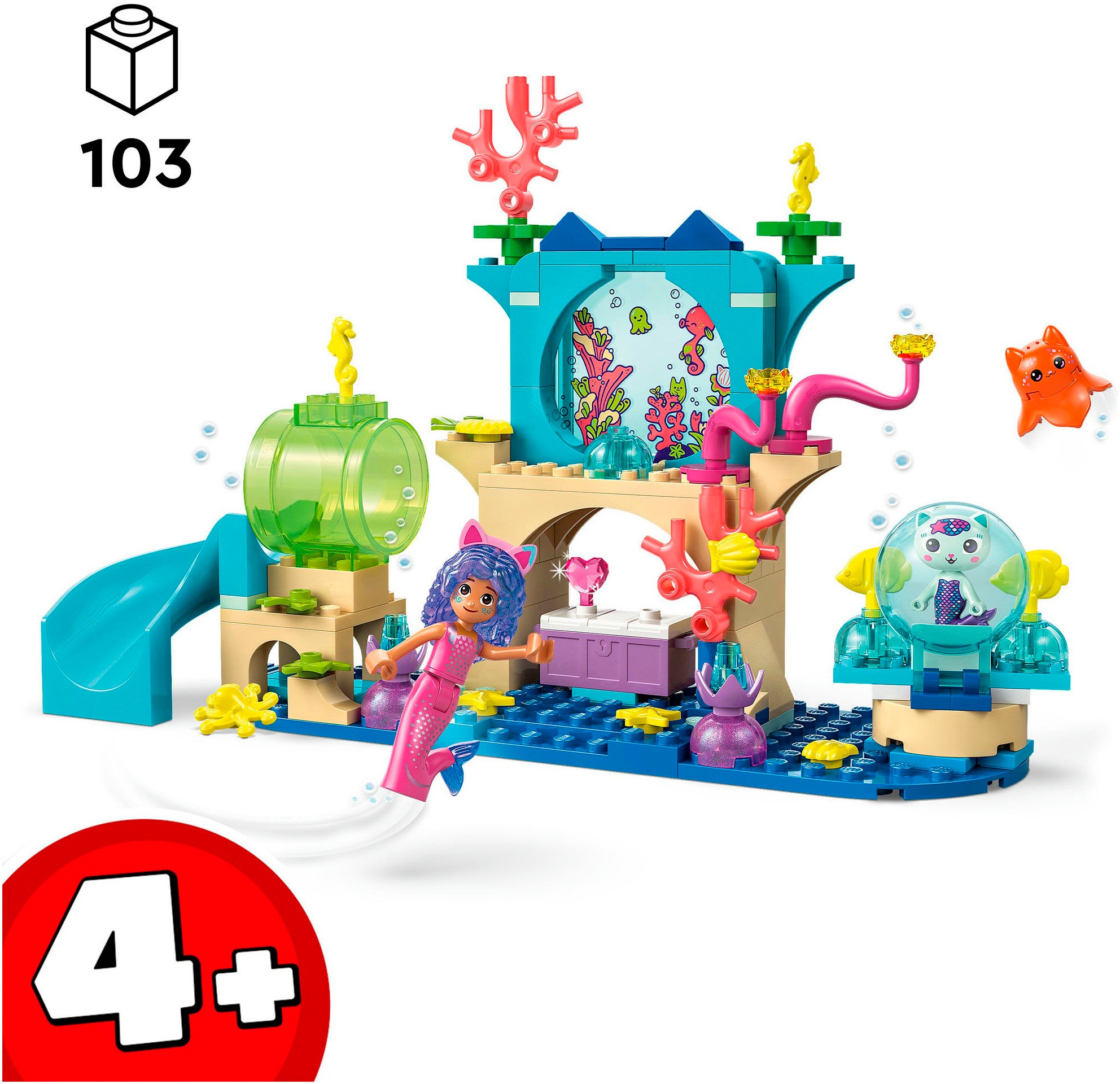 LEGO® Konstruktionsspielsteine »Meerjungfrau Gabbys Aquarium Abenteuer (11204), LEGO Gabby's Dollhouse«, (103 St.), Made in Europe