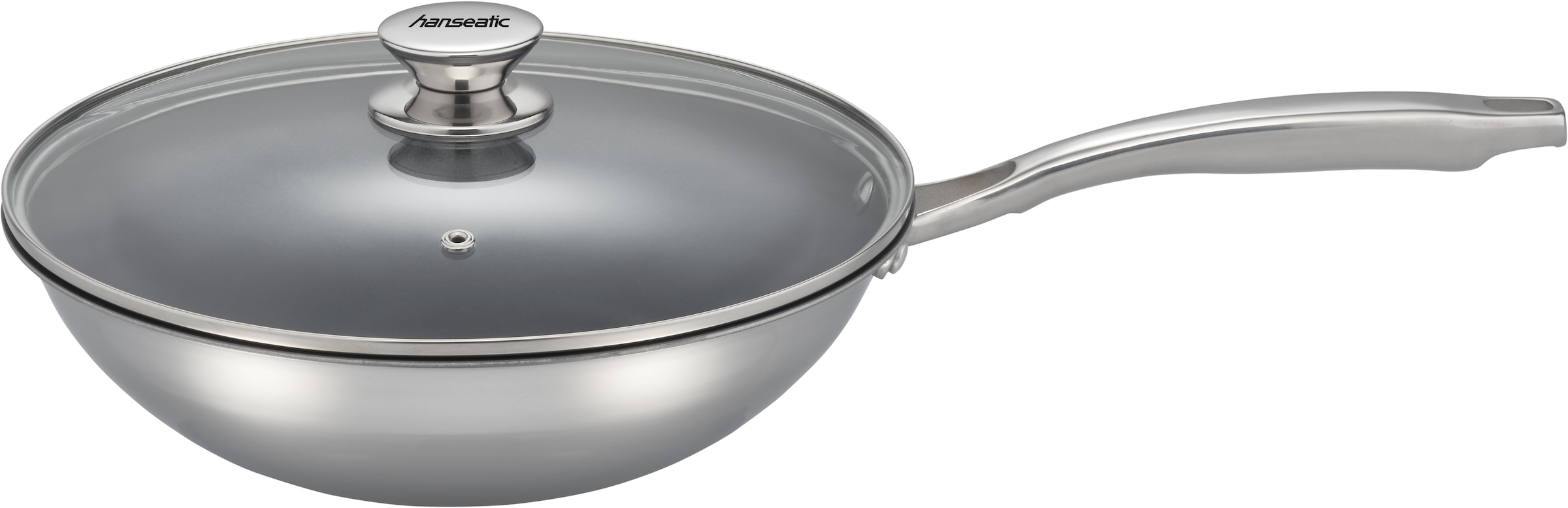 Hanseatic Wok "hanseatic" Edelstahl aus Dreischicht-Material mit Antihaft-Versiegelung, ø 28 cm, Induktion
