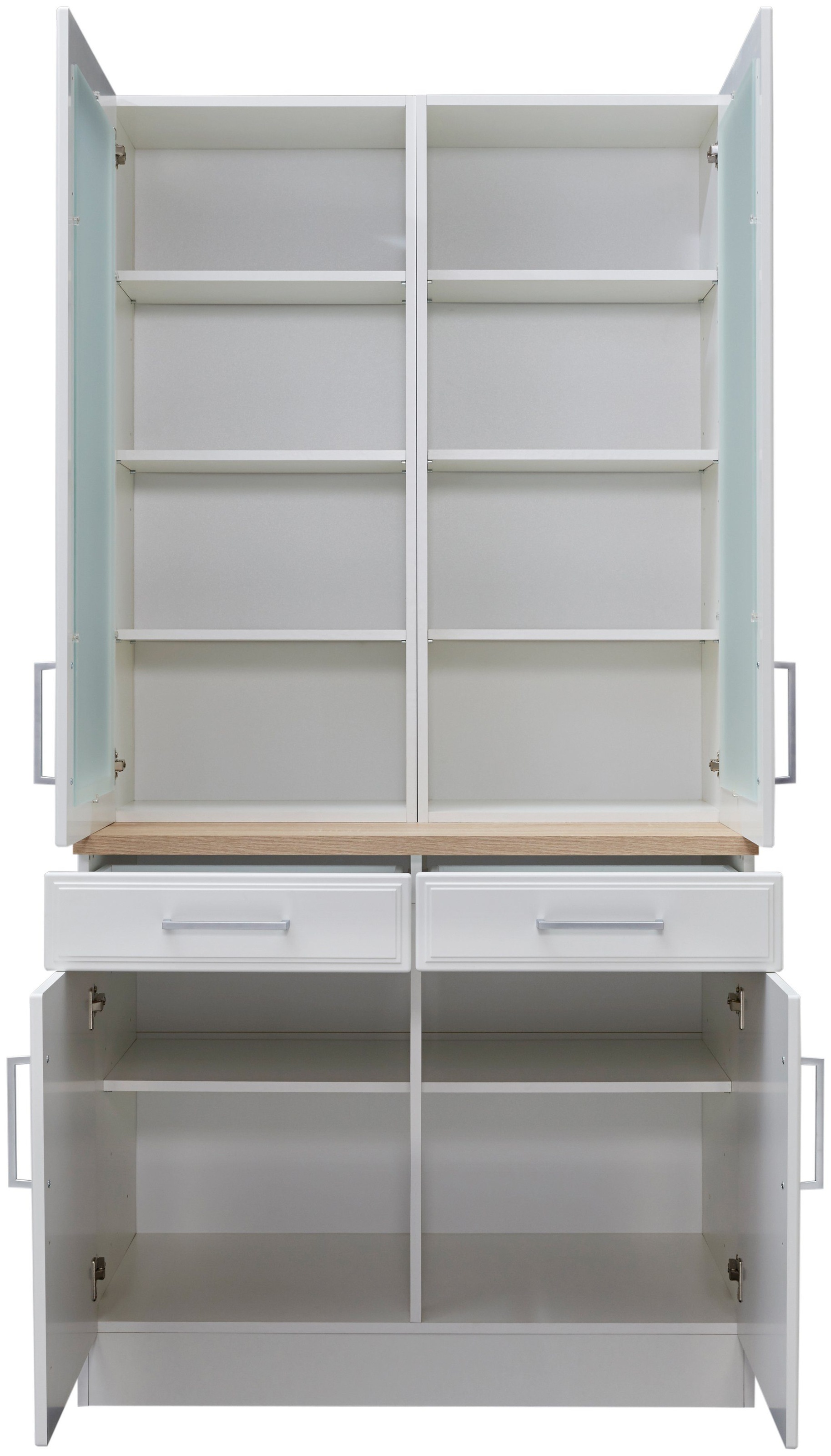 HELD MÖBEL Küchenbuffet »Stockholm«, hochwertige MDF-Fronten, 2 Glasrahmentüren, 200 cm hoch, viel Stauraum