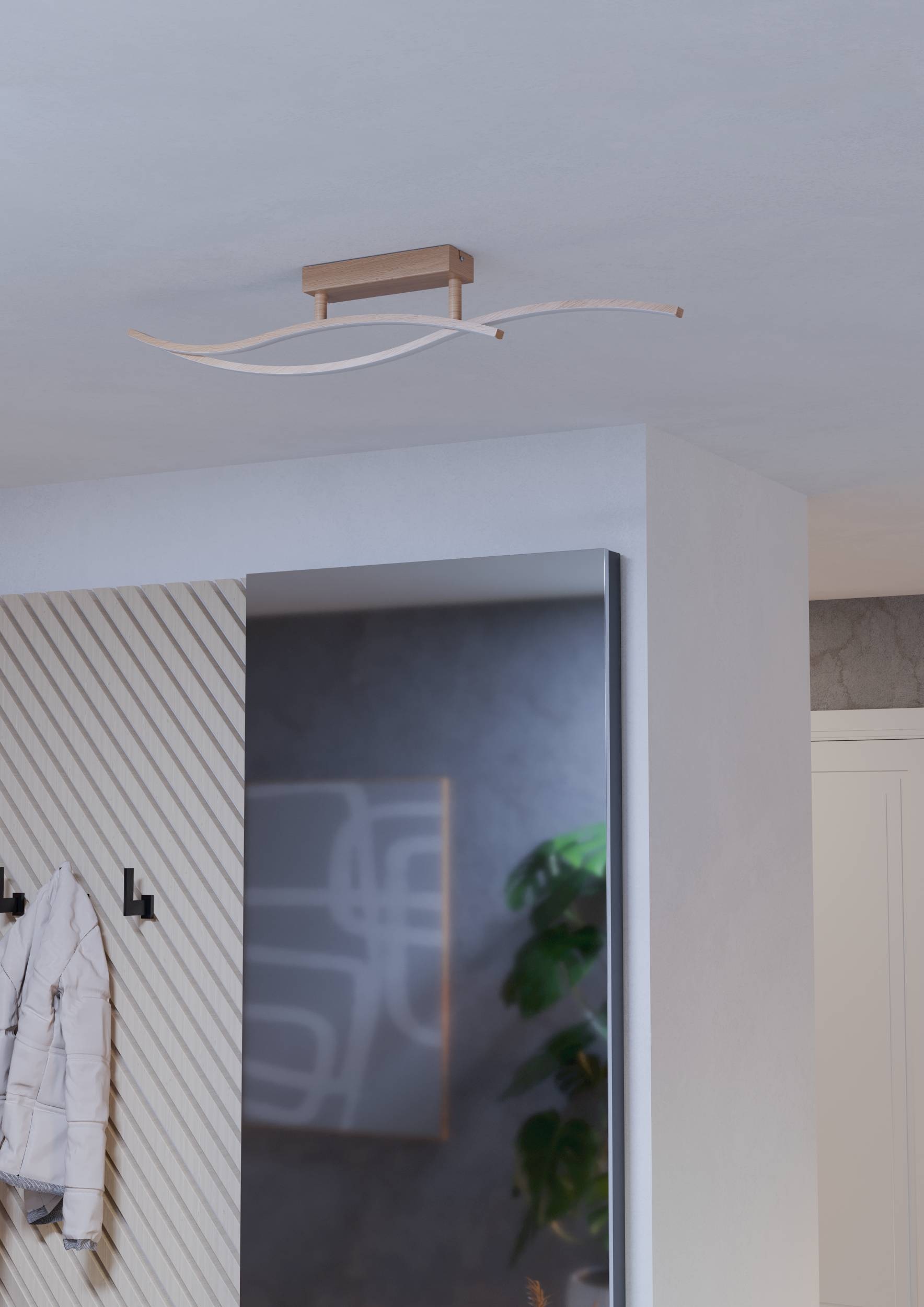 EGLO Deckenleuchte »Grisolia Deckenlampe, Wohnzimmerlampe, Metall und Kunststoff, Lampe« LED-Modul 1 Stk. Neutralweiß Wand-/Deckenleuchte - L85 x B6 x H15 cm - braun - 12W inkl.