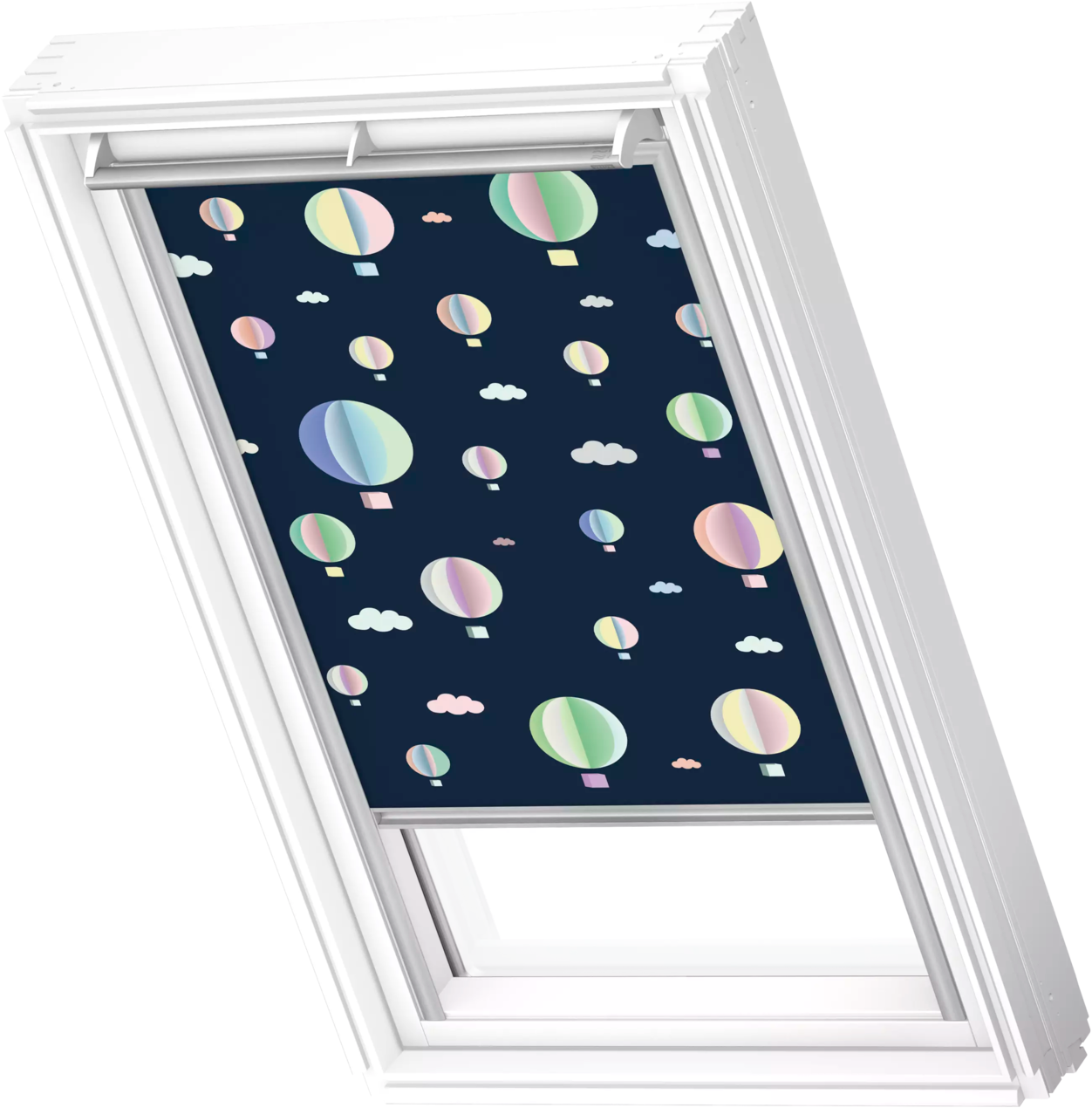 VELUX Verdunklungsrollo "DKL 4666S", C04, stufenlos positionierbarkids heißluftballon, alufarben, Rollos, alufarbene Führungsschienen & Griffleiste