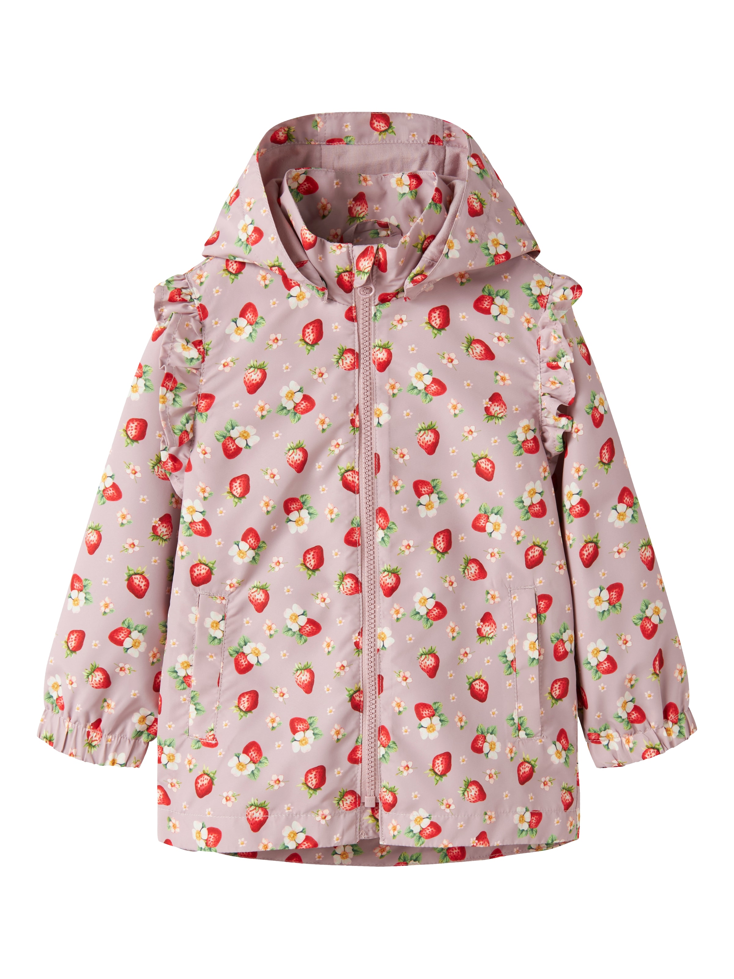 Name It Outdoorjacke "NMFMAXI JACKET LI FRILL AOP" mit Kapuze