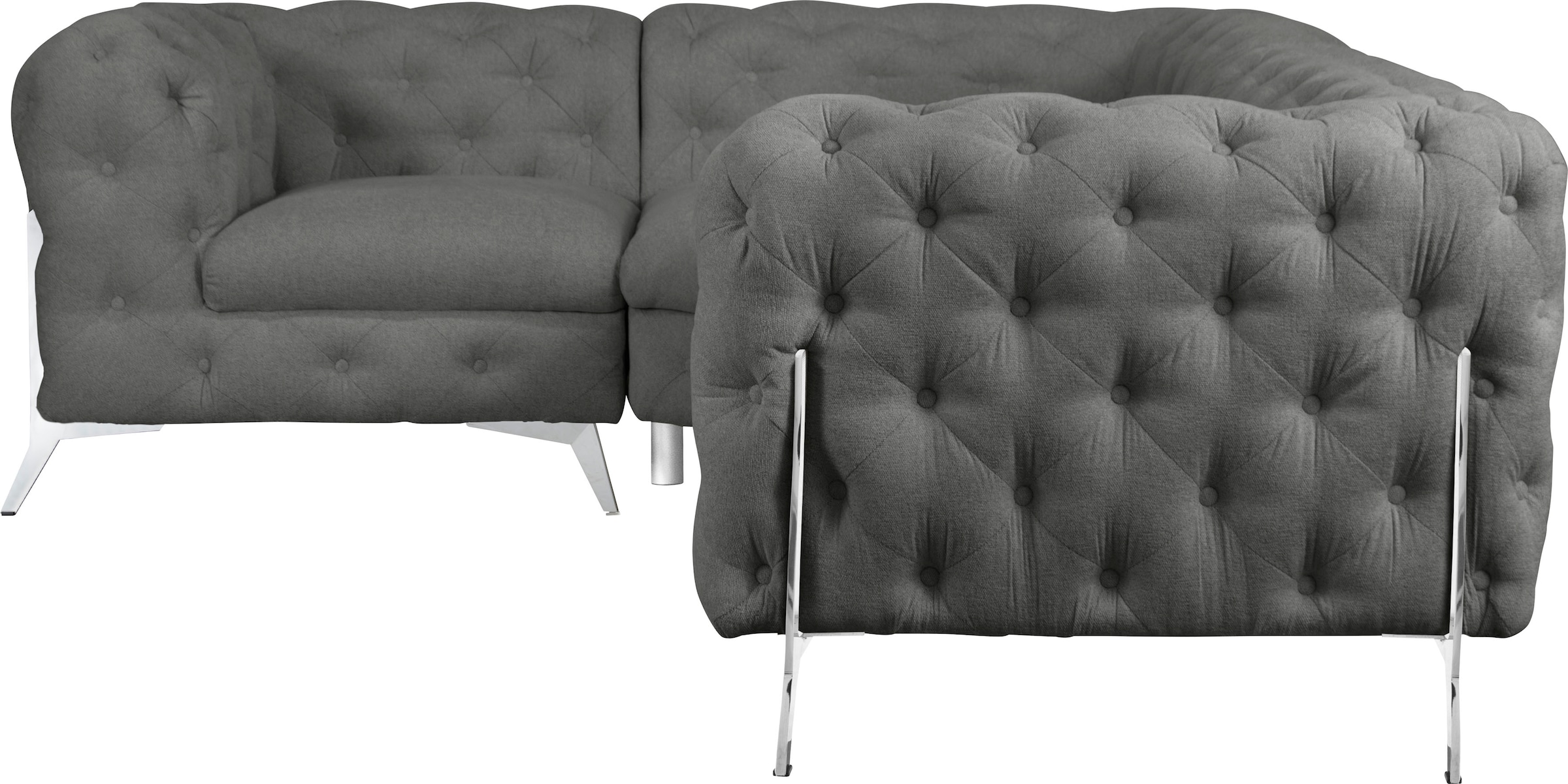 Leonique Chesterfield-Sofa »Amaury L-Form«, moderne Chersterfield-Optik, Breite 262 cm, Fußfarbe wählbar