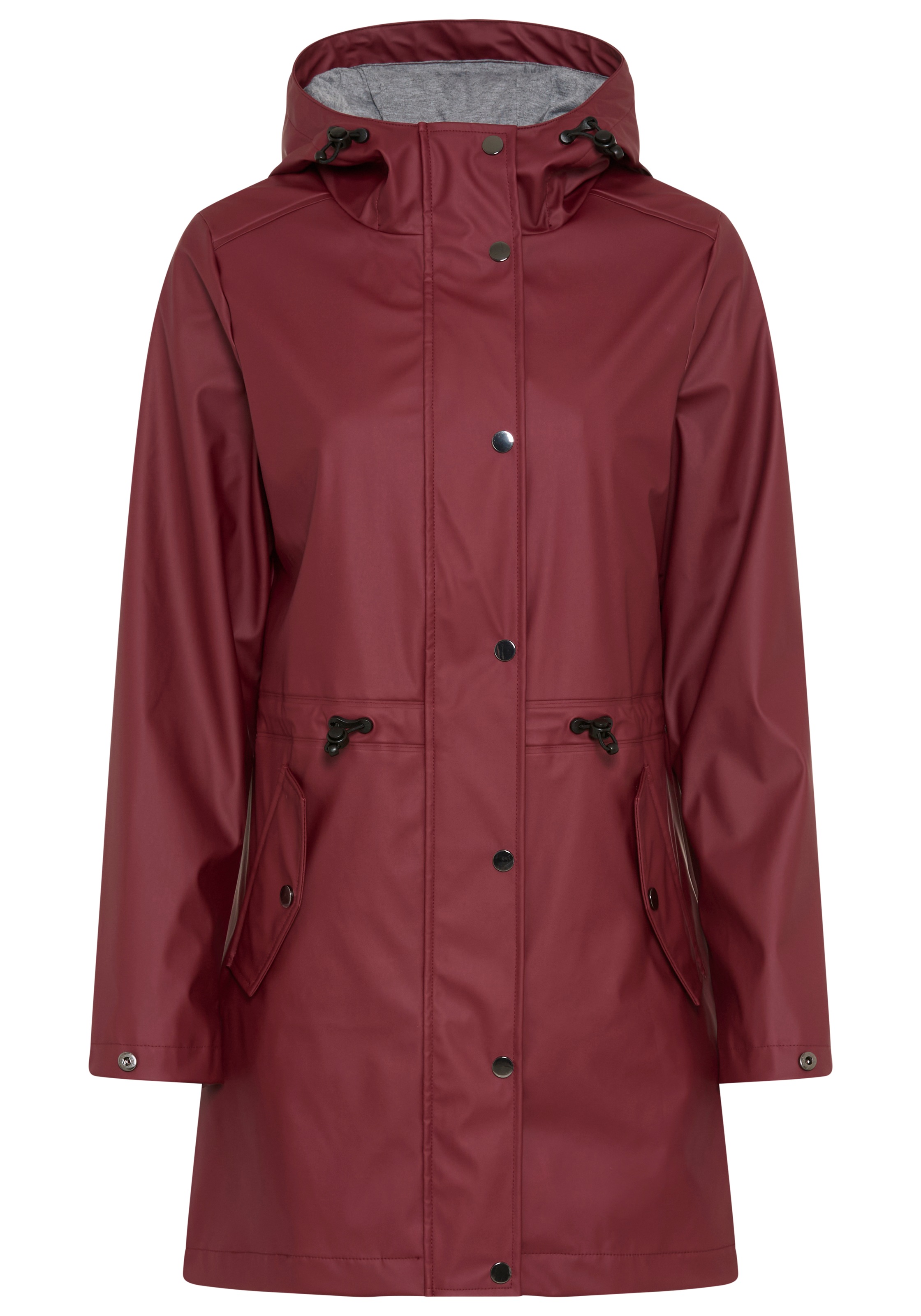 Polarino Regenjacke mit Kapuze mit 2-Wege-Reißverschluss, po-bedeckend, figurumspielend, unifarben
