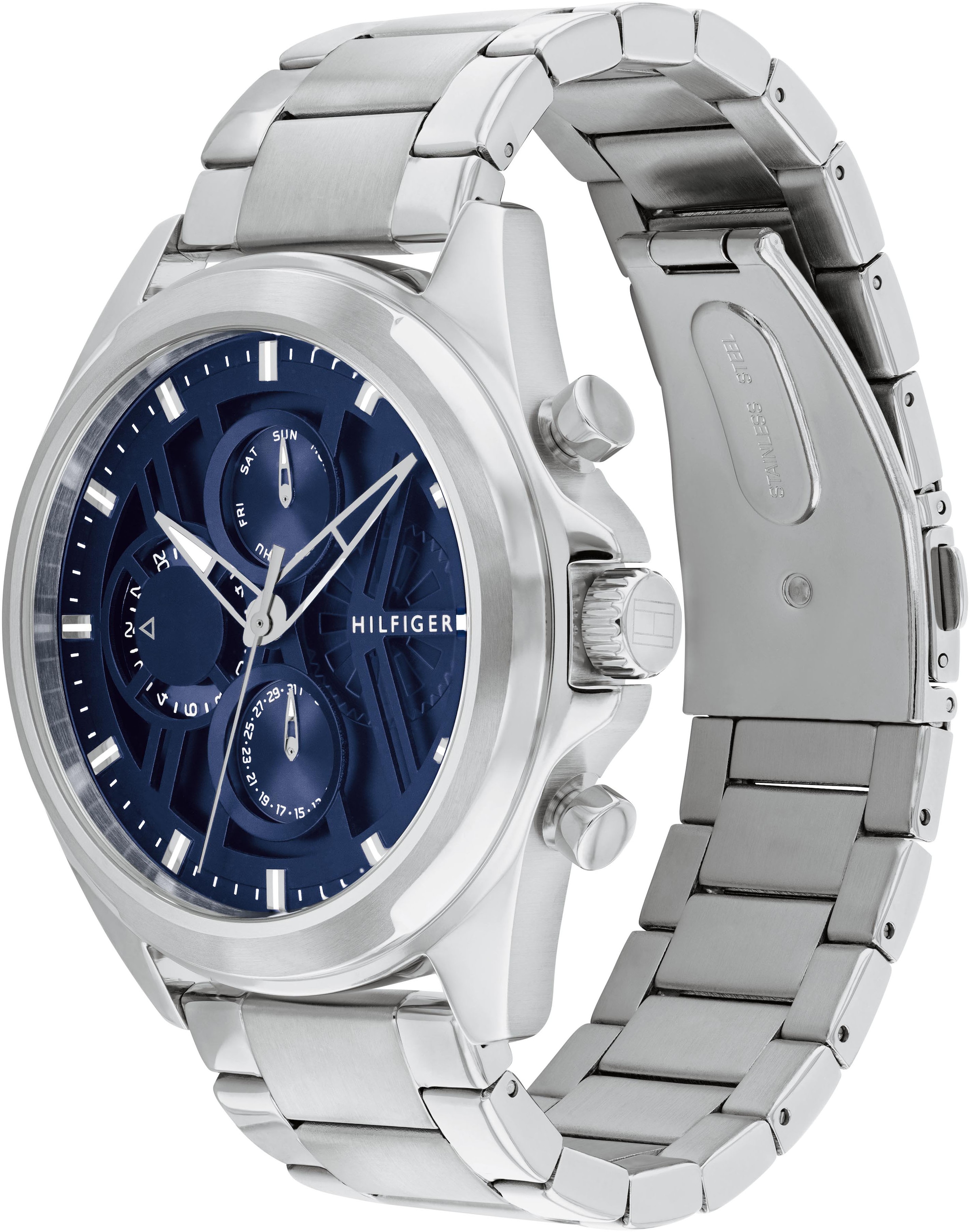 Tommy Hilfiger Multifunktionsuhr »JAX«, Quarzuhr, Armbanduhr, Herrenuhr, Edelstahlarmband, analog, Tag