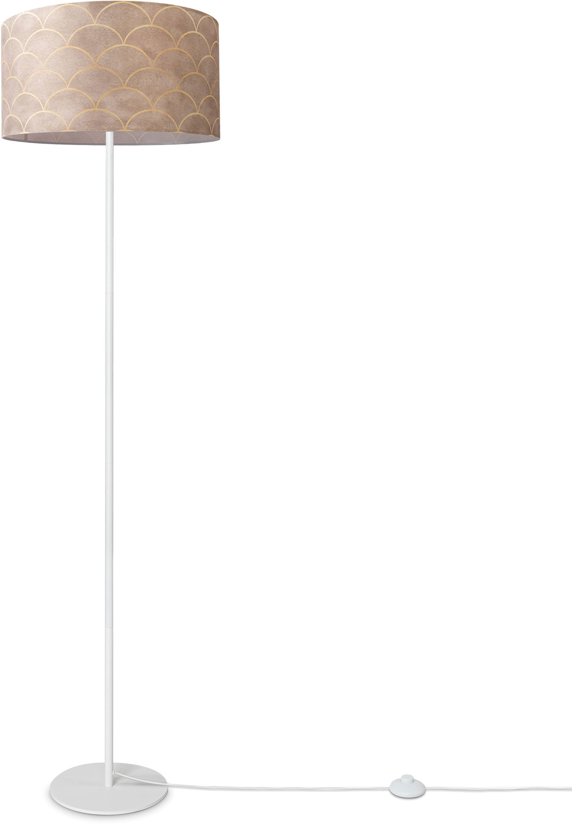 PACO HOME Stehlampe "Luca Pillar", Ø 38cm H: 144cm, weiß, Wohnzimmer, Leuchten, Stehlampe Wohnzimmer Mit Stoff Büro Modern Vintage Retro Muster E27