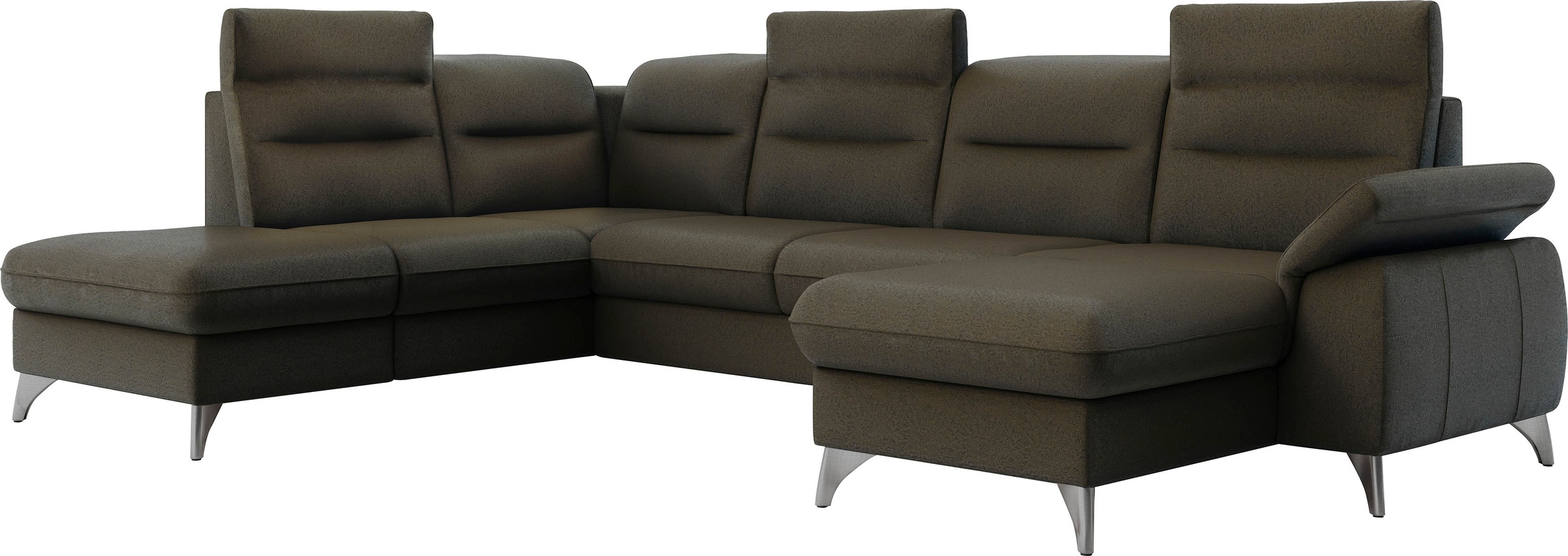Wohnlandschaft SIT & MORE "Astoria U-Form", grün (olive), B:327cm H:91cm T:225cm, 100% Polyester, Sofas, Wohnlandschaft, wahlweise mit motorischer Relaxfunktion 5