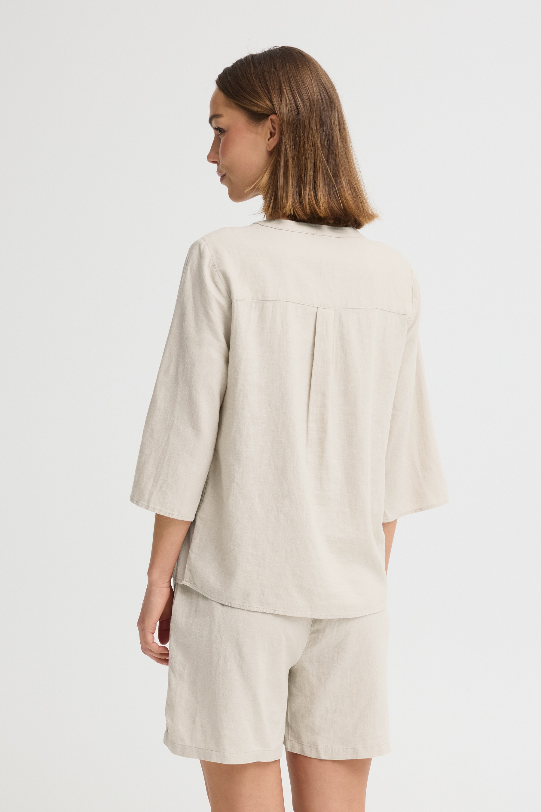 Klassische Bluse OXMO "Bluse OXAnea", Damen, Gr. 38, grau (cement), Obermaterial: 55% Leinen LI. 45% Viskose CV., Blusen 3