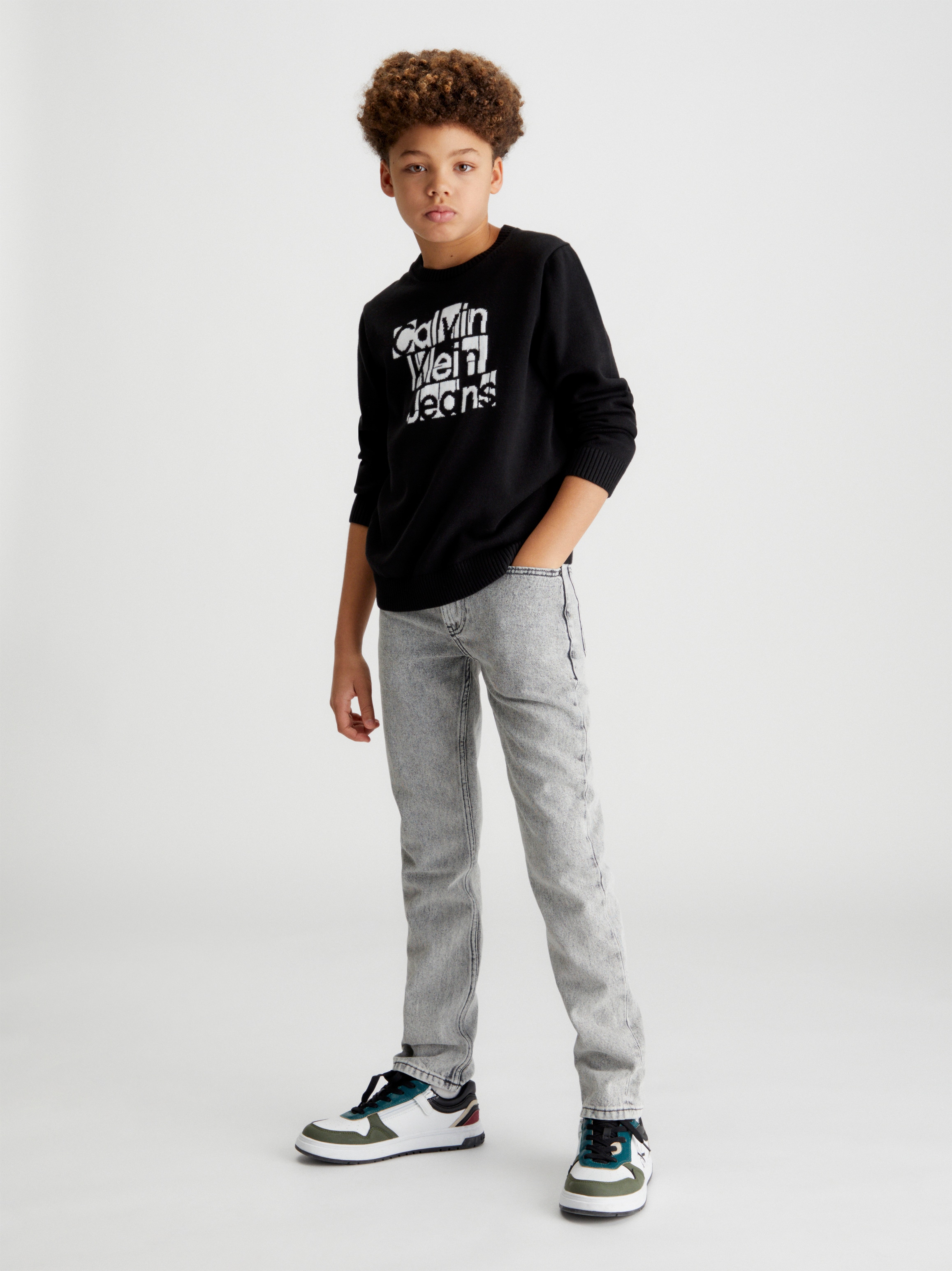 bestellen Kinder online Klein SWEATER«, »INST. Rundhalspullover GRID bis BAUR Jahre Calvin 16 für GRAPHIC Jeans |